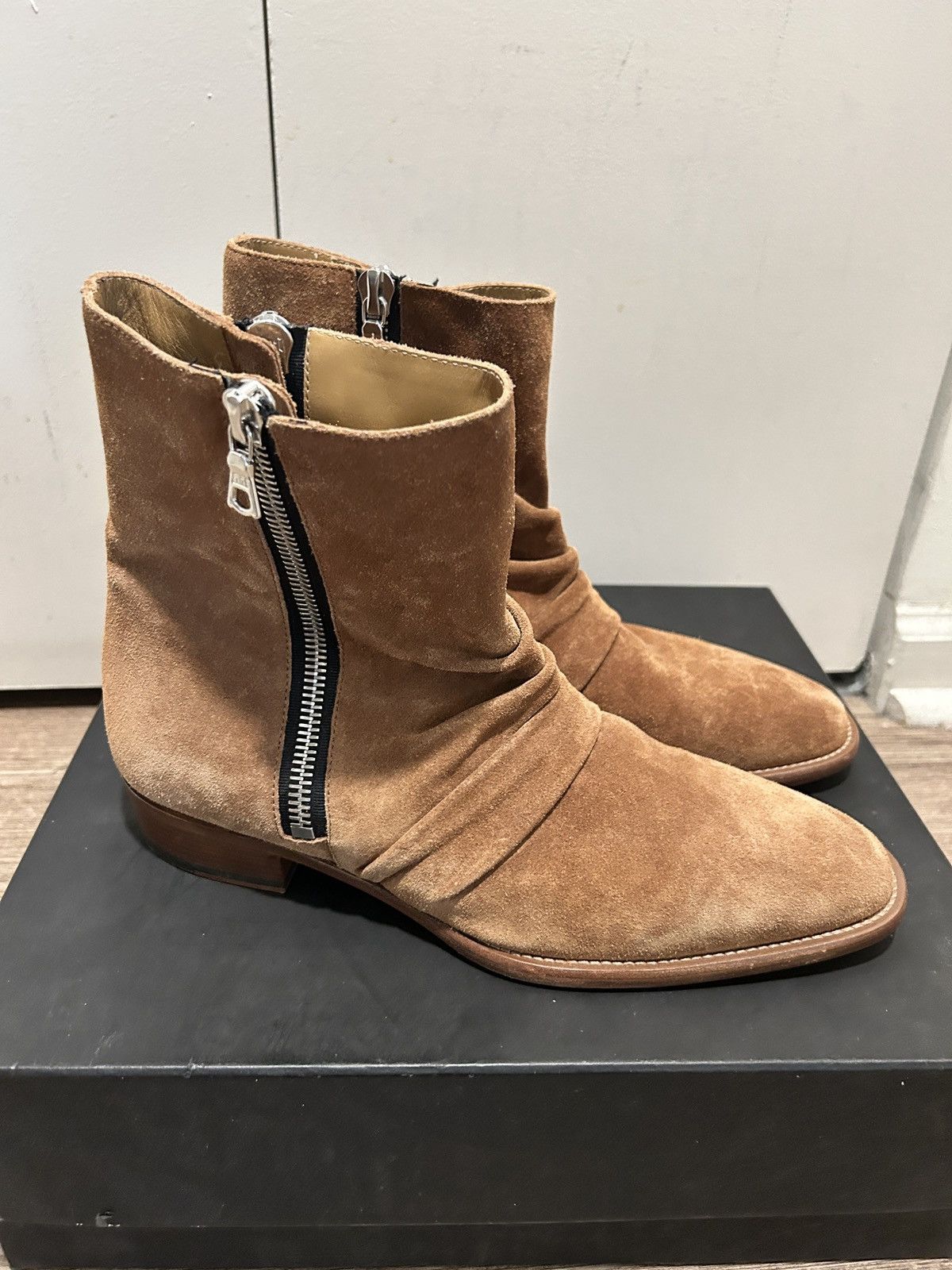 Amiri Amiri Skinny Stack Boots Brown Suede Side Zip size EU 42 Size US 9 / EU 42 - 3 Thumbnail