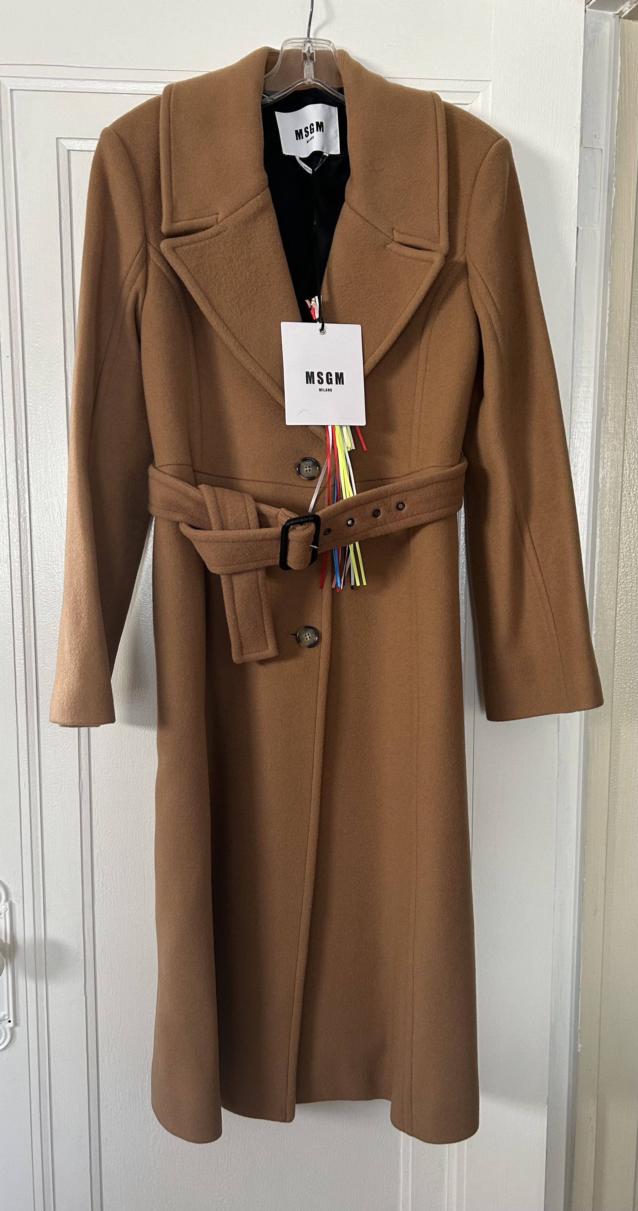 MSGM MSGM Beige/Tan/Camel Coat Wool Blend IT 42 NWT Belt Size M / US 6-8 / IT 42-44 - 10 Thumbnail