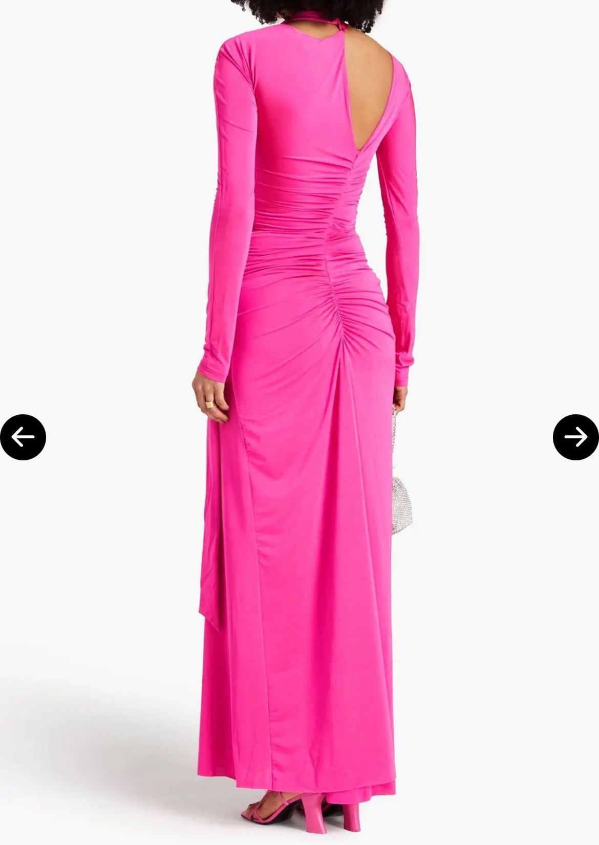 Designer × Victoria Beckham Victoria Beckham Cutout Ruched Satin-Jersey Maxi Dress UK 8 Size S / US 4 / IT 40 - 3 Thumbnail
