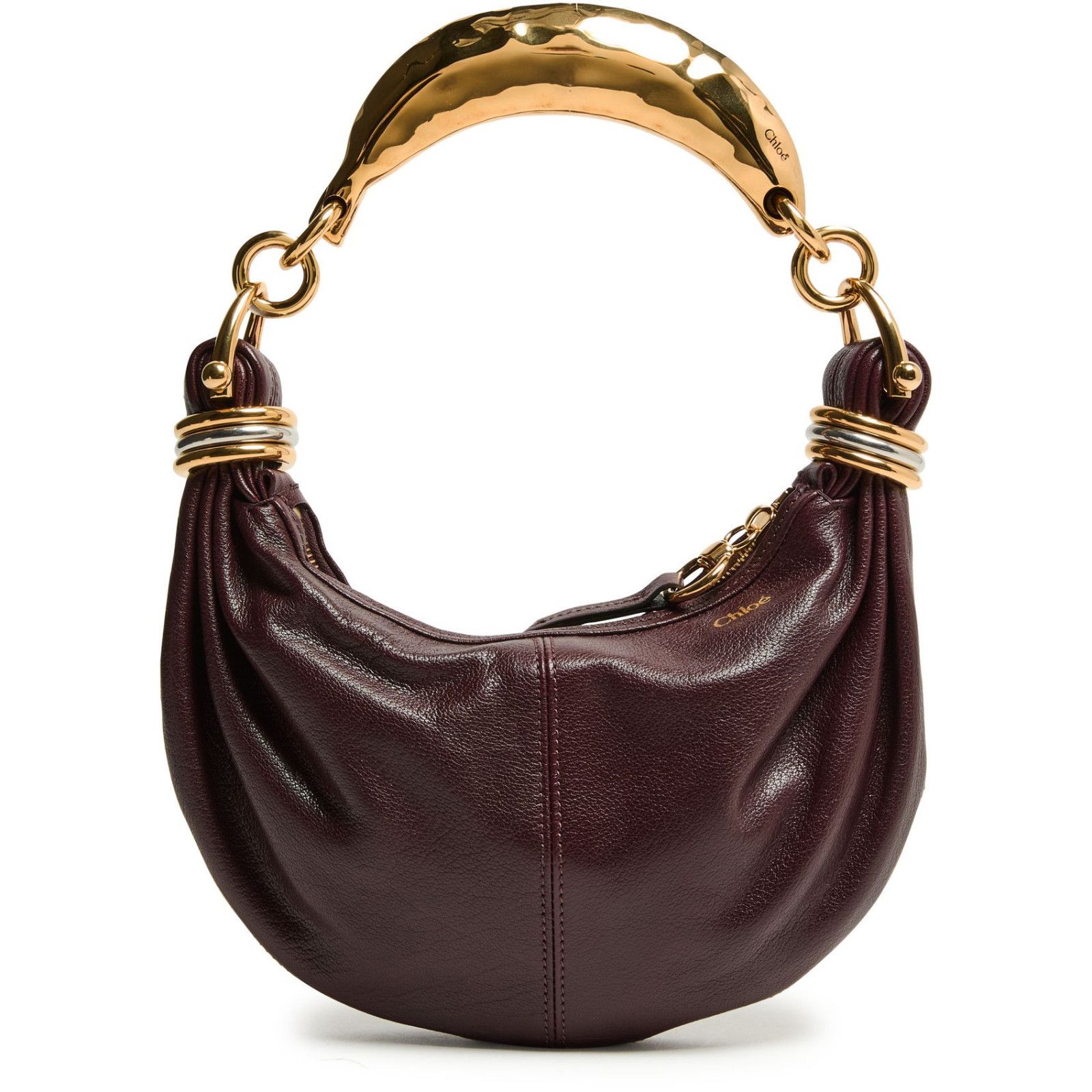 Chloe Bracelet Hobo Grenat Leather Handbag New