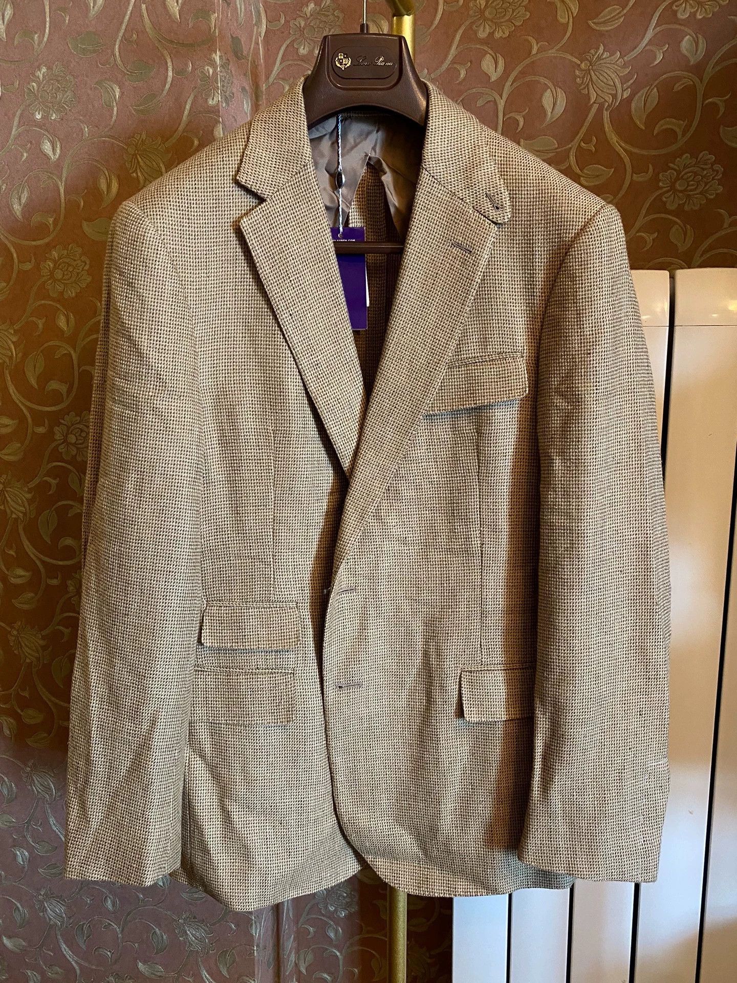 Ralph Lauren Beige Houndstooth Pattern Blazer Size US M / EU 48-50 / 2 - 1 Thumbnail