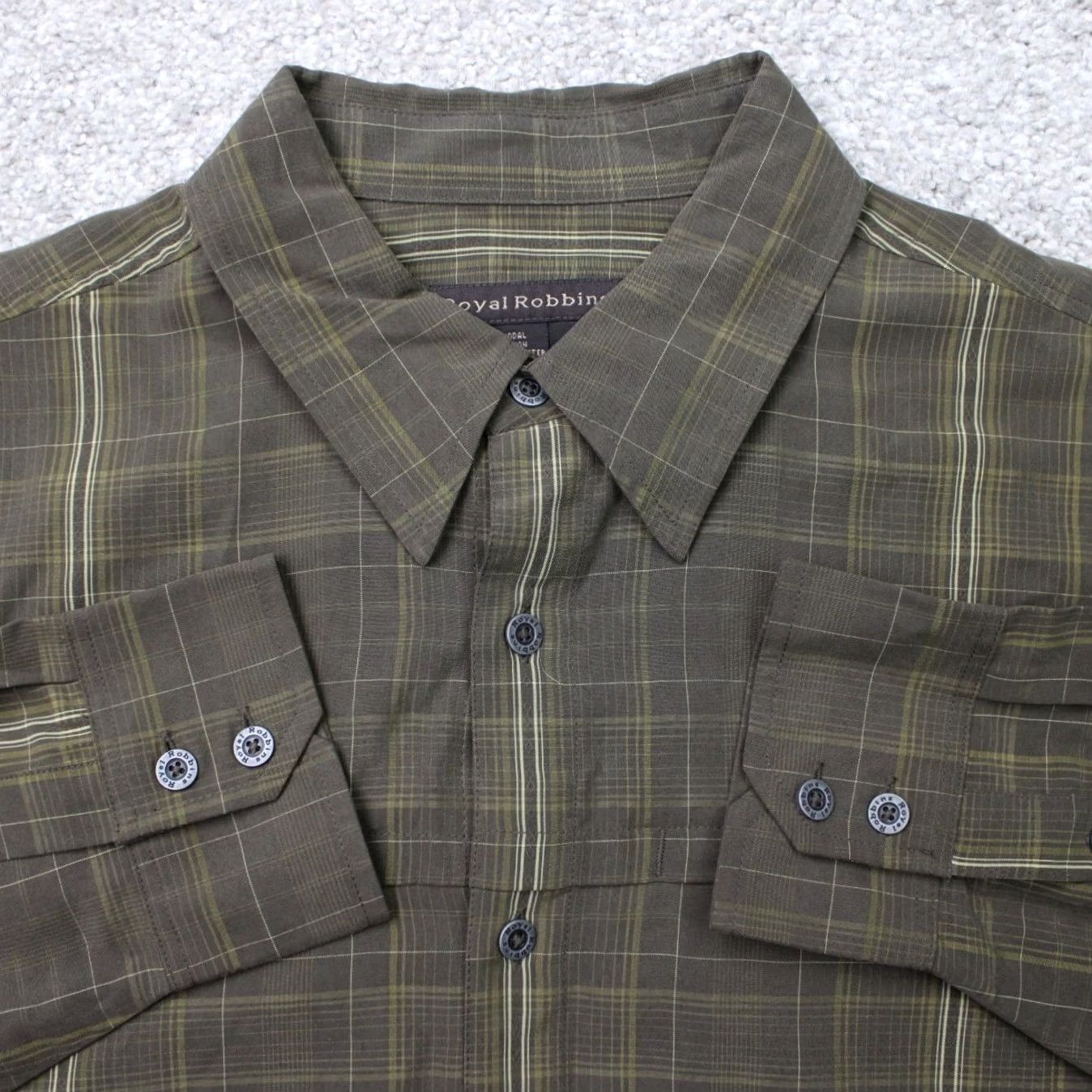 Royal Robbins Royal Robbins Shirt Mens Large Green Modal Rayon/Polyester Blend Long Sleeve Button-Up Collared Pocketed Plaid 83% Modal 17% Polyester Size US L / EU 52-54 / 3 - 2 Thumbnail