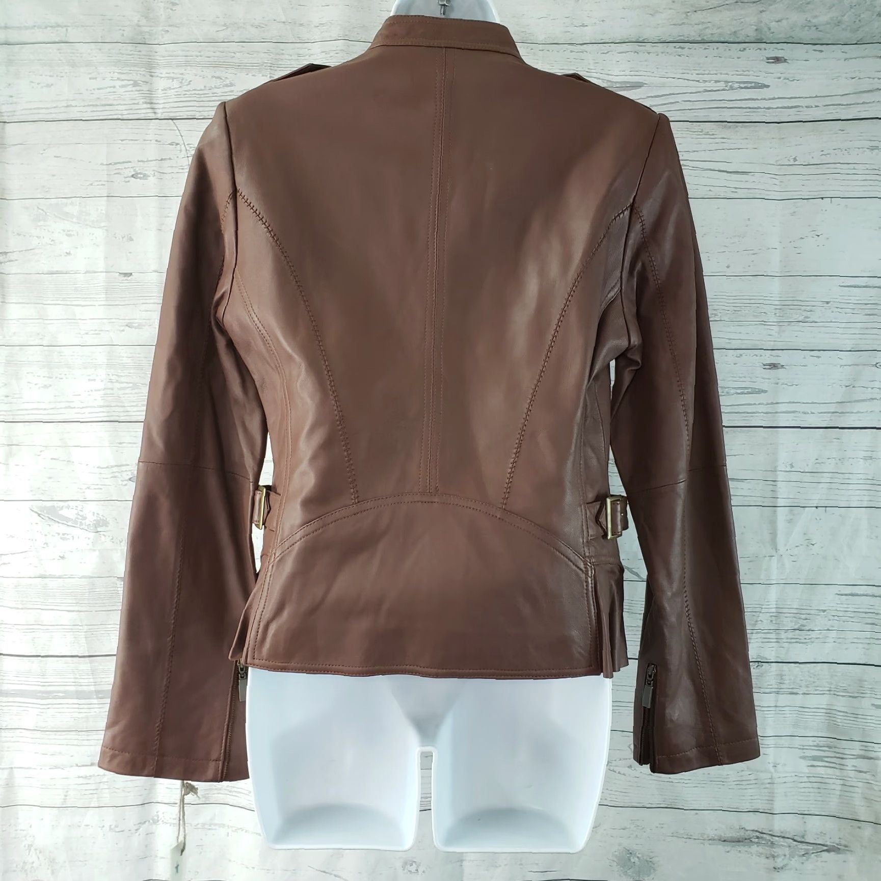 Vintage In Suede Leather Moto Jacket Womens Small Brown Zip Long Sleeve Size S Size S / US 4 / IT 40 - 4 Thumbnail