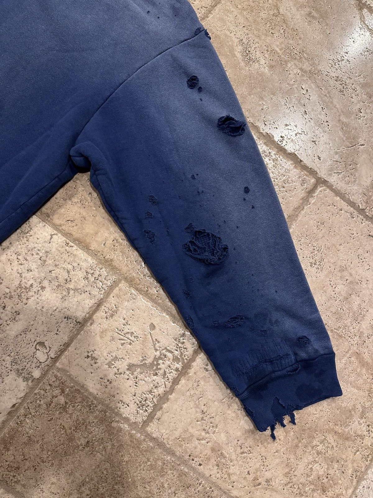 READYMADE Readymade Navy Washed Distressed Dirty Double Layered Hoodie Size US M / EU 48-50 / 2 - 16 Thumbnail
