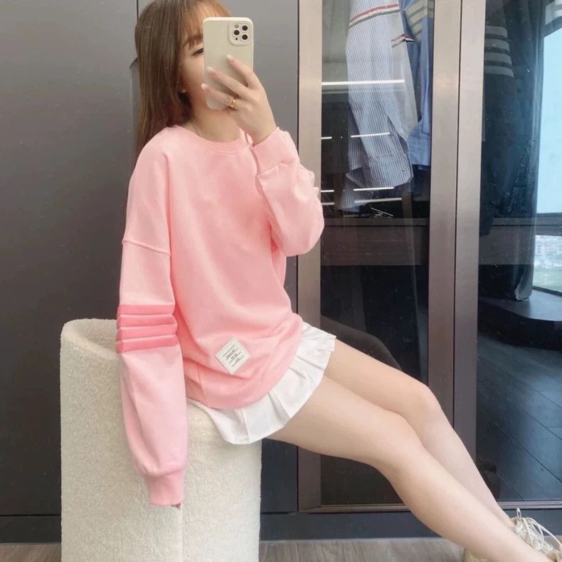 Thom Browne Thom Browne Pink cotton round neck long sleeve hoodie Size S / US 4 / IT 40 - 9 Thumbnail