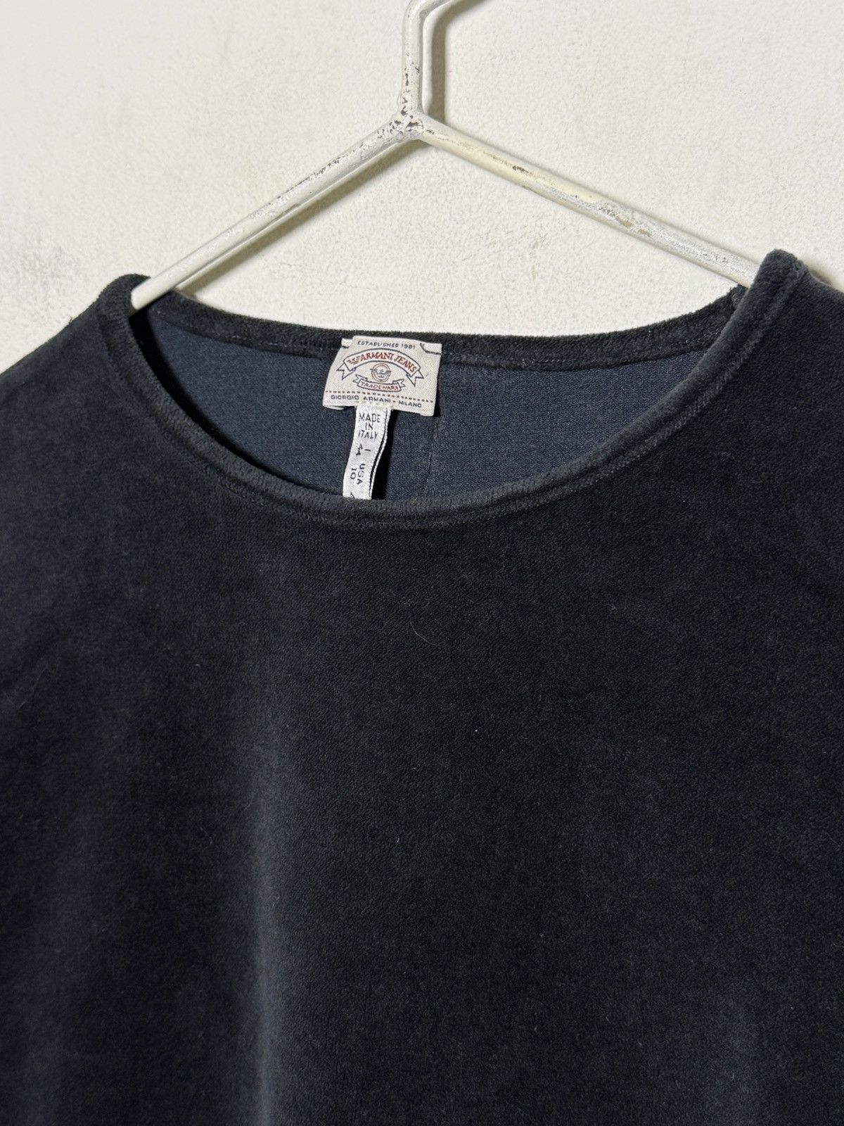 Giorgio Armani Armani Jeans black velour long sleeve y2k vintage Size US S / EU 44-46 / 1 - 3 Thumbnail