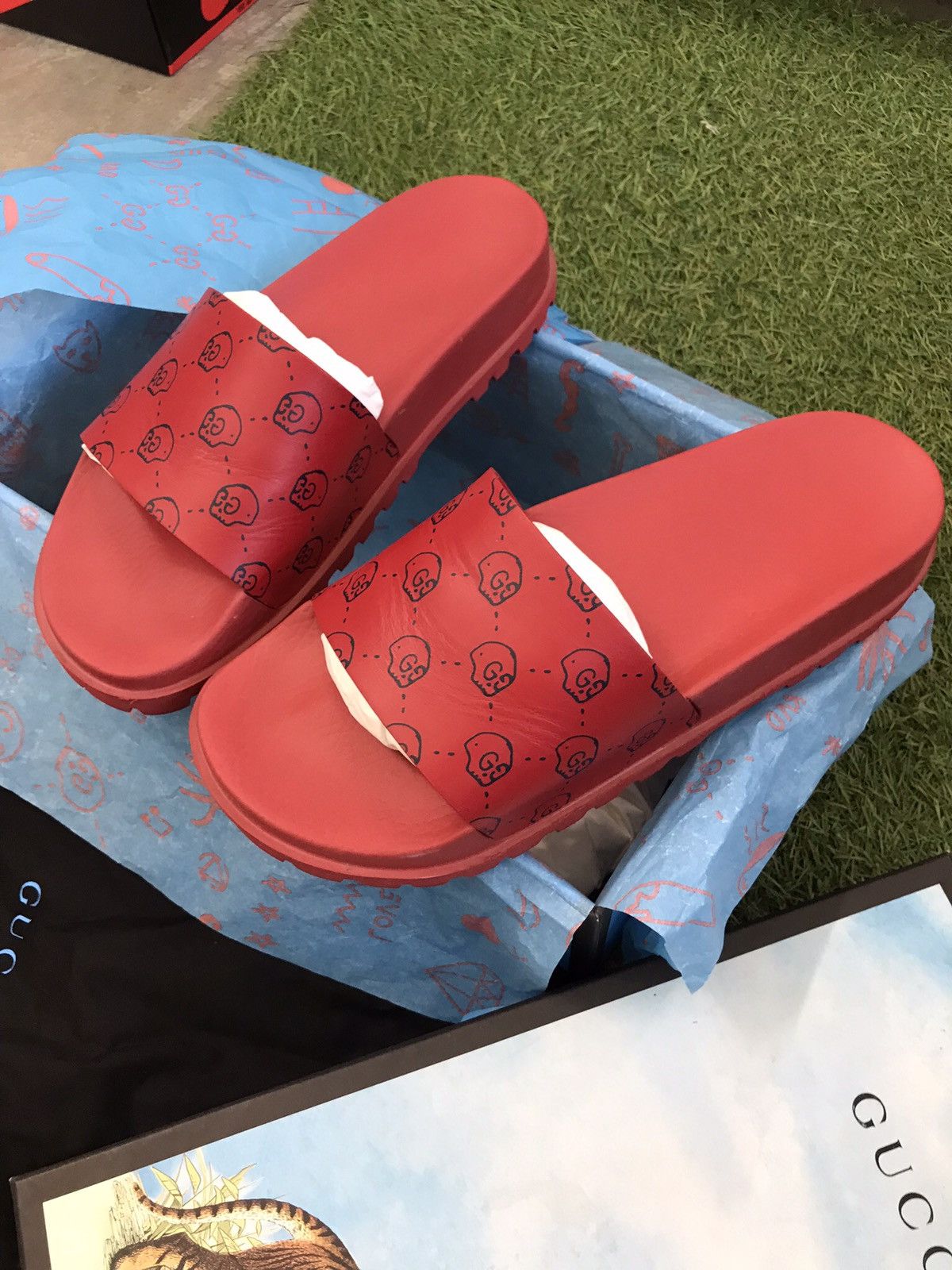 Gucci Rare Gucci Ghost Web Slides Troubled Andrew Collab Size US 8.5 / EU 41-42 - 5 Thumbnail