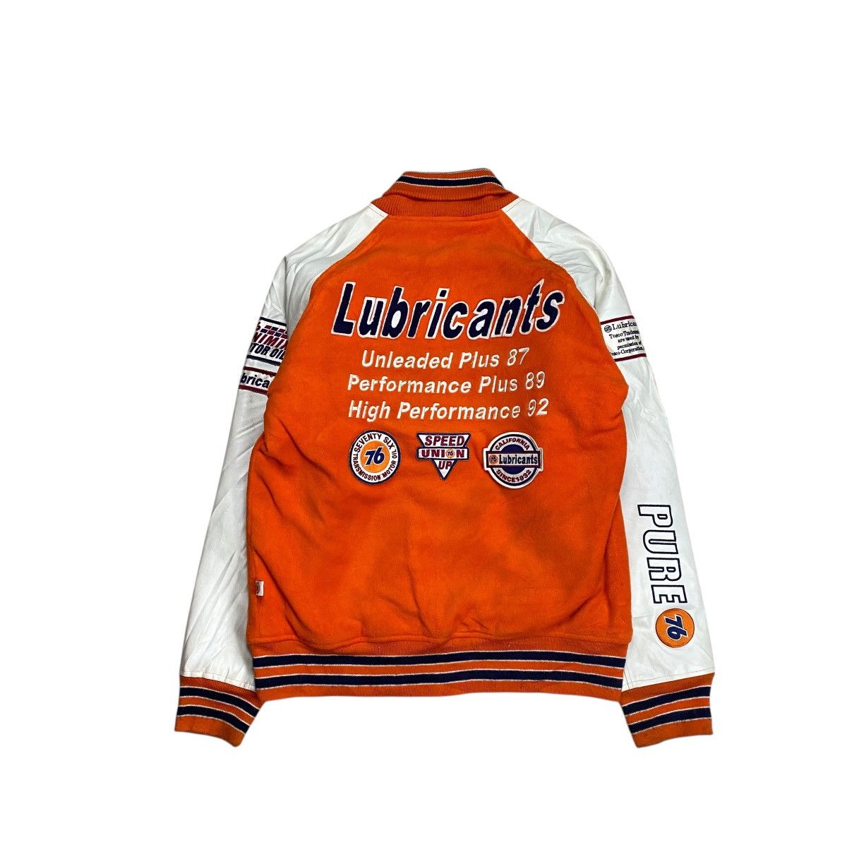 YELLOW CORN 76’Lubricants Fleece Patch Varsity Leather Sleeve Jacket Size US M / EU 48-50 / 2 - 3 Thumbnail