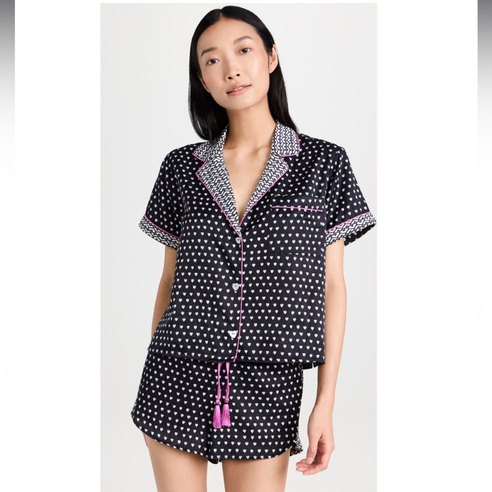 Other Lele Sadoughi x Roller Rabbit Heart Print Pajama Set Sz L Size L / US 10 / IT 46 - 1 Thumbnail