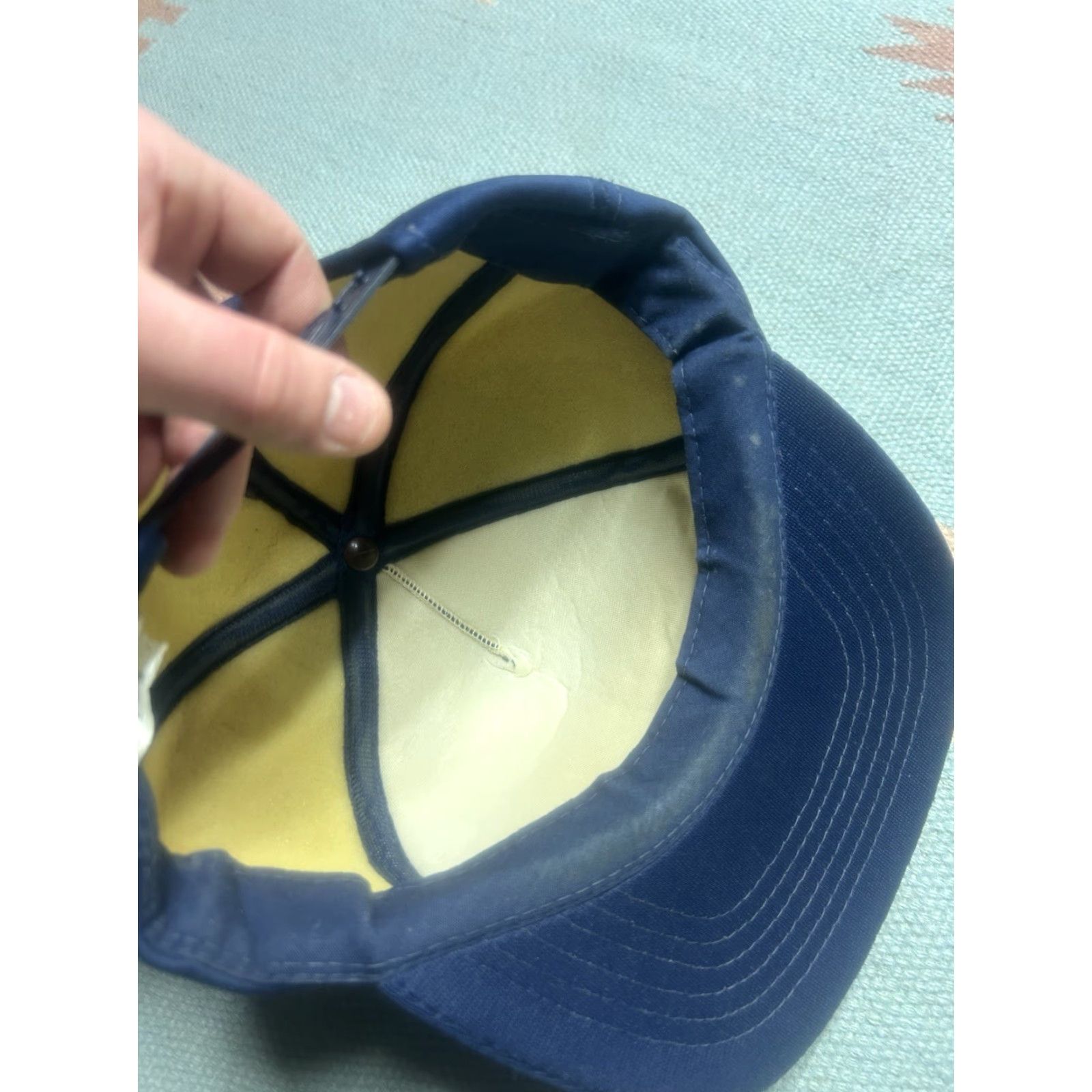 Spell VINTAGE Snap-Back Hat Cap valley petroleum Michigan blue spell out script logo Mens Adjustable Blue Hat Size ONE SIZE - 6 Thumbnail