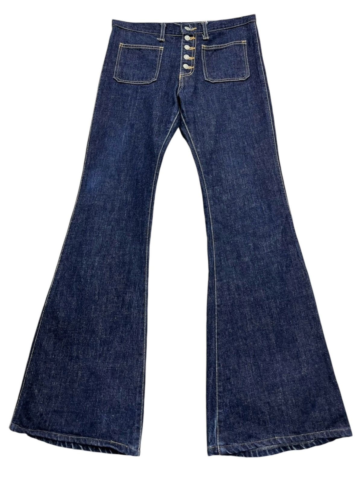 If Six Was Nine × Le Grande Bleu (L.G.B.) 🔥70’s ULTRA FLARE🔥BISON Vintage Buttonfly Bush Pants Size 28" / US 6 / IT 42 - 2 Thumbnail
