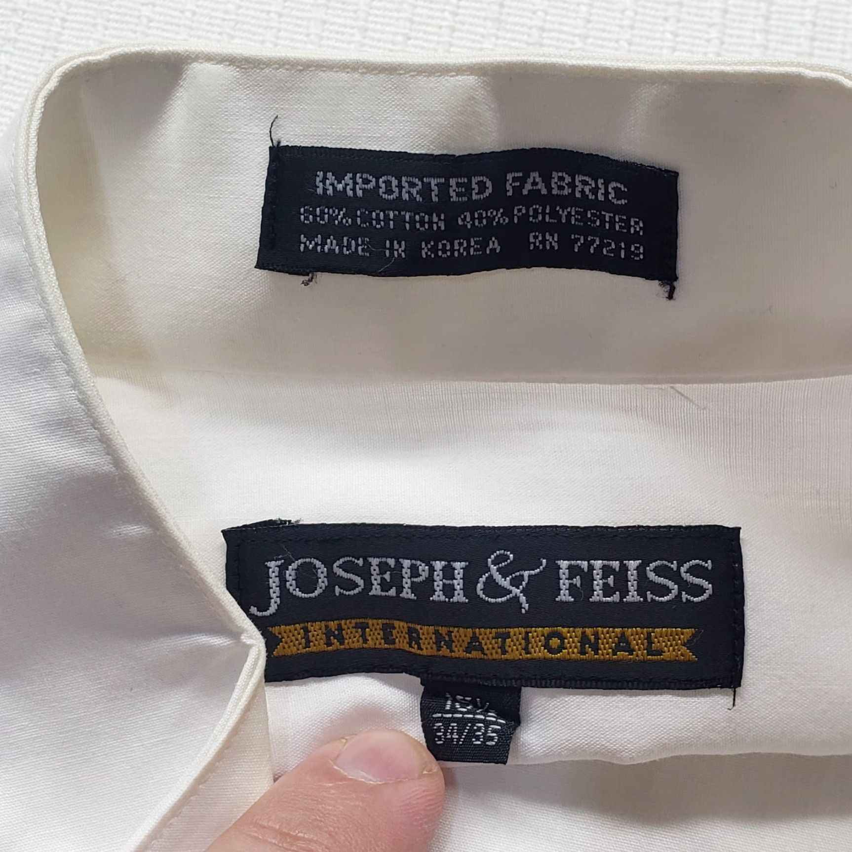 Joseph JOSEPH & FEISS Solid White Tuxedo Dress Shirt Size 18.5 Regular Classic Fit Mens Size 48R - 3 Thumbnail