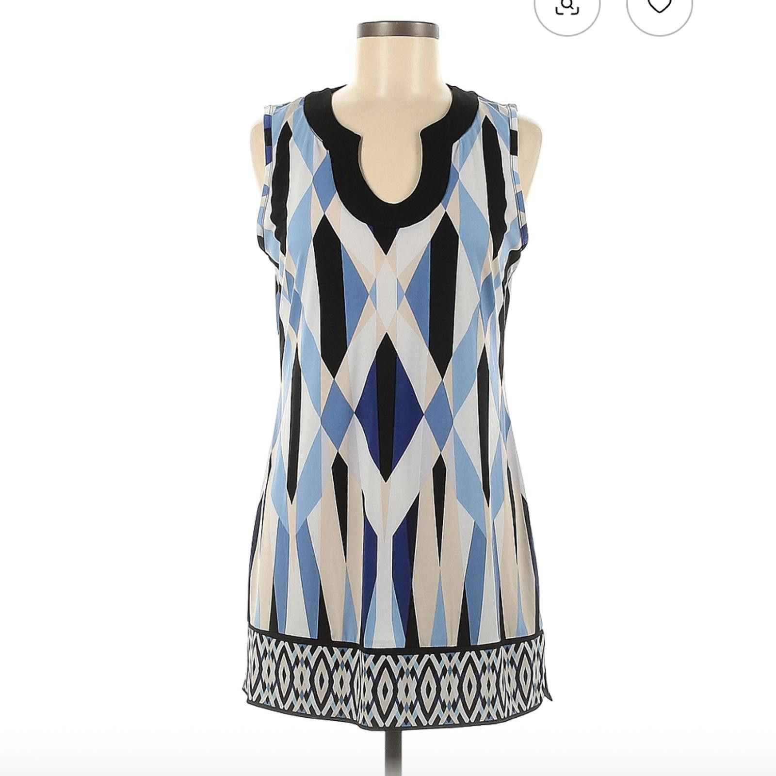 Other White House Black Market Sleeveless Blue Geometric Top SizeM Size M / US 6-8 / IT 42-44 - 1 Thumbnail