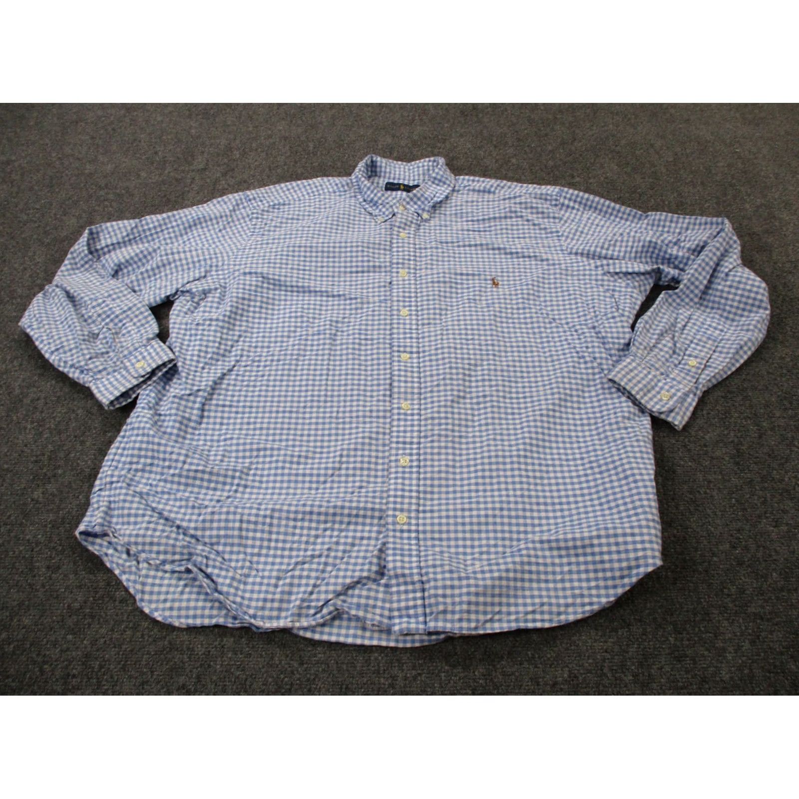 Ralph Lauren Ralph Lauren Shirt Mens Big 2X Blue 2XB Plaid Classic Dress Business Pony Logo Preppy Size 48R - 2 Thumbnail