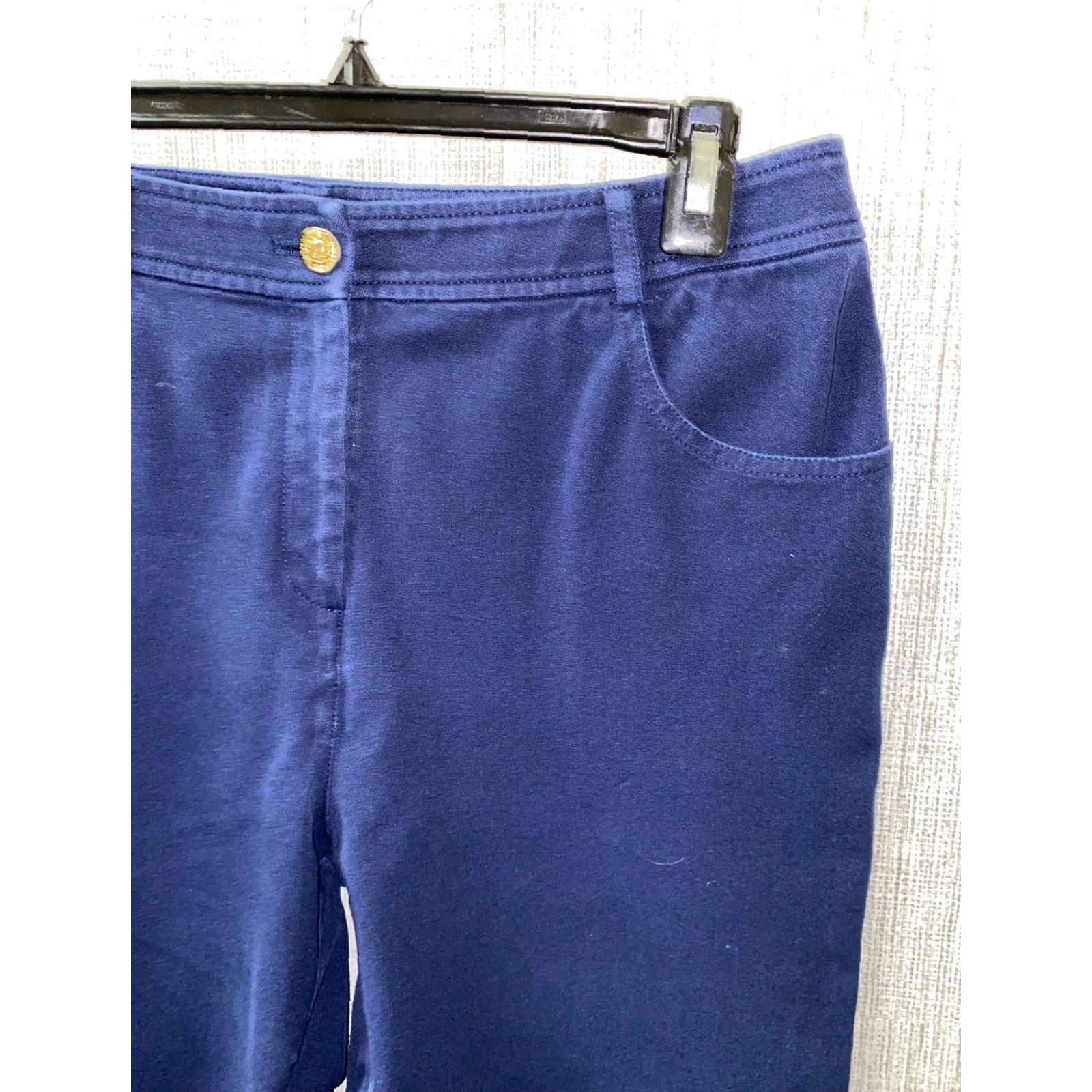 St. John St. John Womens Dark Blue Zip Fly Casual Pants Size 8 - Regular Inseam 31 in - Cotton Flat Front Womens Pants Size 24" / US 00 / IT 34 - 2 Thumbnail