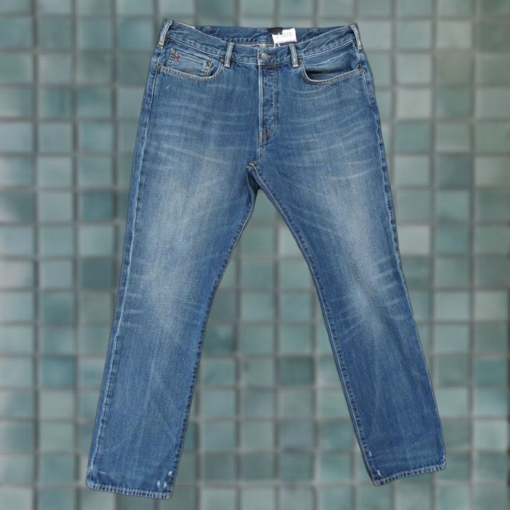 Polo Ralph Lauren Jeans Mens 38x30 Straight Light Wash Fade Logo - Blue Cotton Denim 5-Pocket Regular Fit Vintage Yes Mens