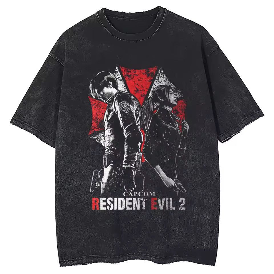 Japanese Brand Washed Black T-shirt Street Clothing Pattern Resident Evil Size US L / EU 52-54 / 3 - 1 Thumbnail