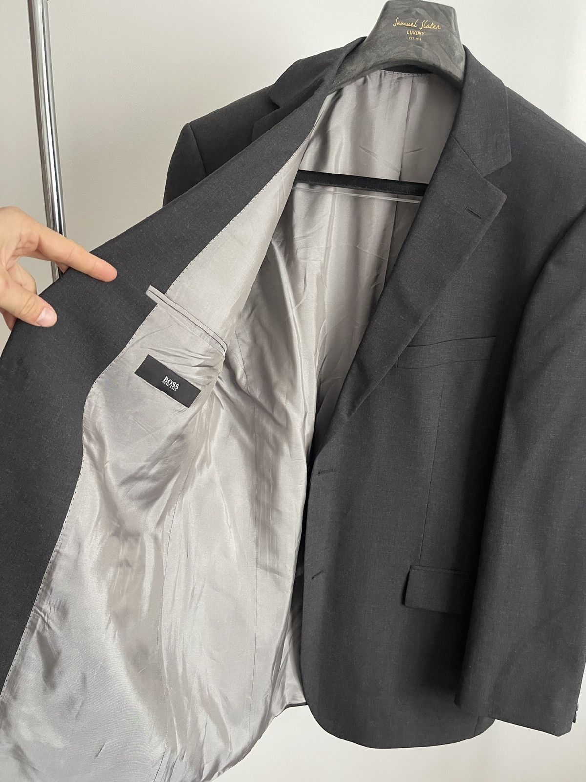 Hugo Boss Vintage hugo boss wool gray blazer classic jacket 46L Size 46L - 7 Thumbnail