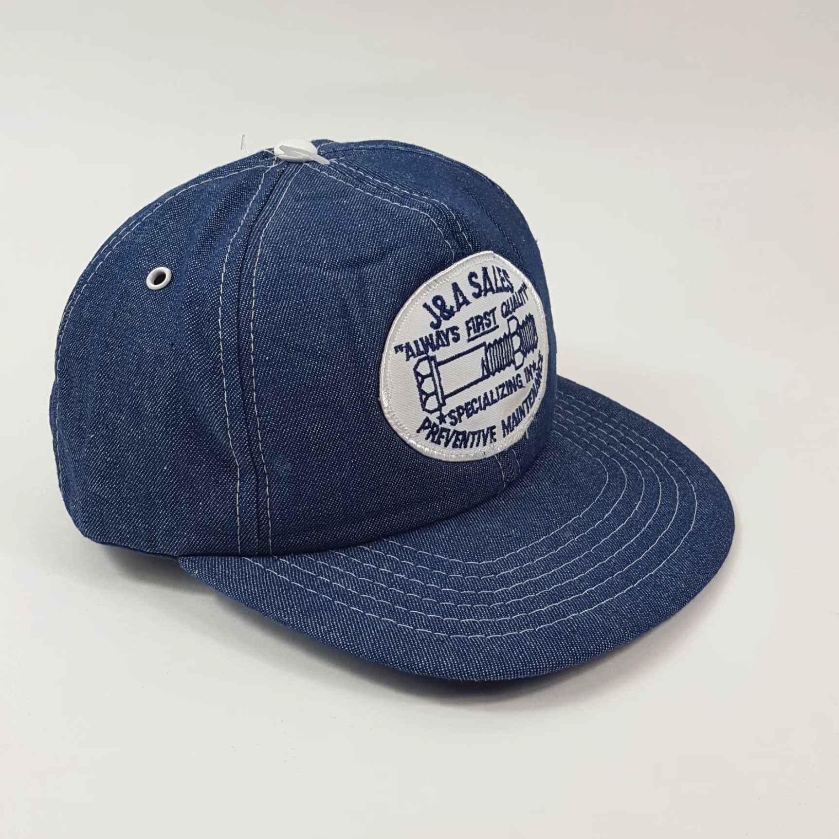 Denime VINTAGE Cardinal Denim Patch Trucker Hat One Size Blue Adult Men Adjustable/Cap 80s 90s Retro Workwear USA Grunge N/A Size ONE SIZE - 4 Thumbnail