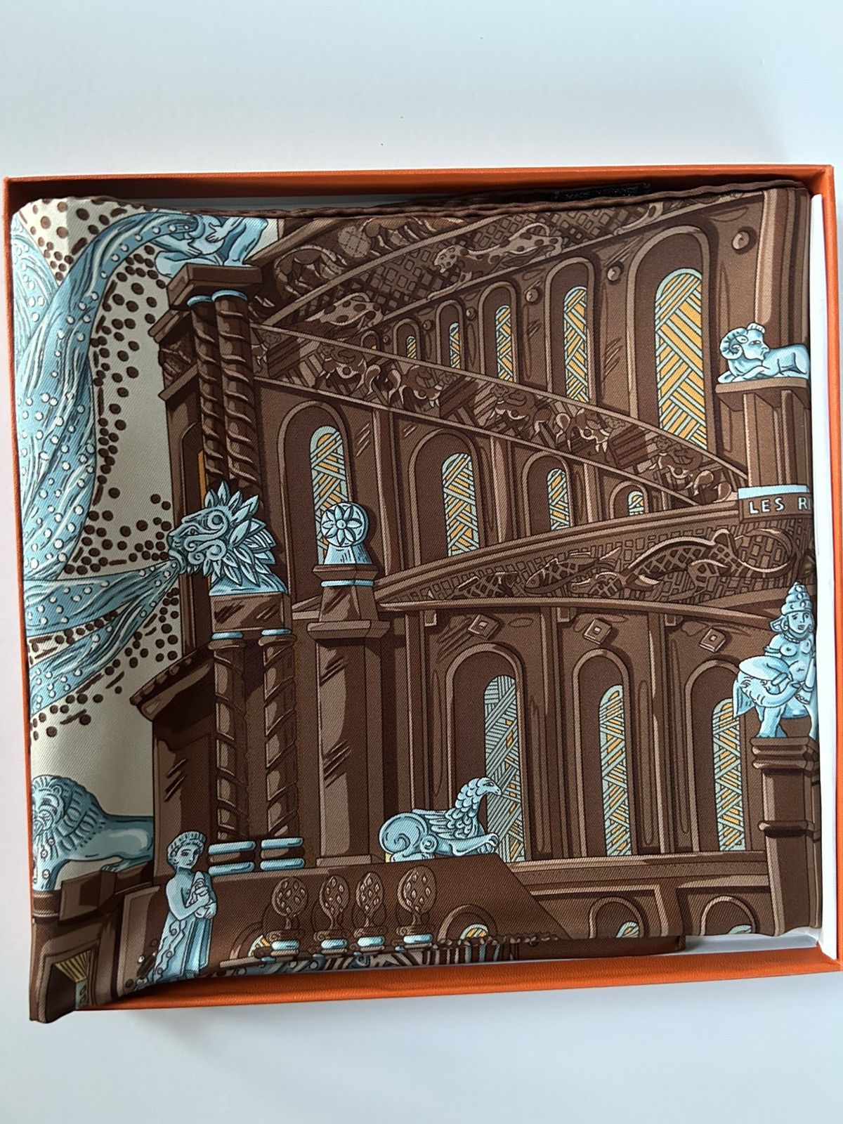 Hermes Hermès Silk 90x90 Archive 2001 Les Rivieres De Babel Scarf Size ONE SIZE - 4 Thumbnail