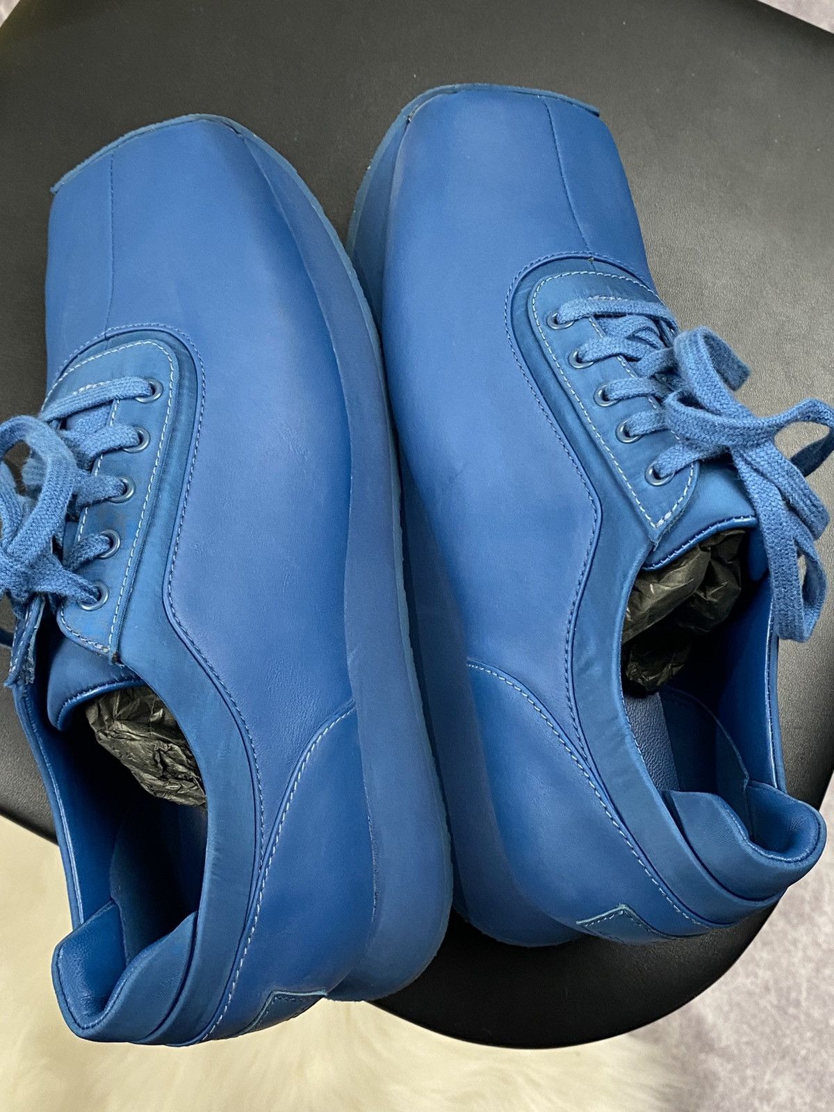 Eckhaus Latta Ugg X Eghaus Latta Square Toe Blue Leather Low Top Sneakers Size US 8 / IT 38 - 9 Thumbnail