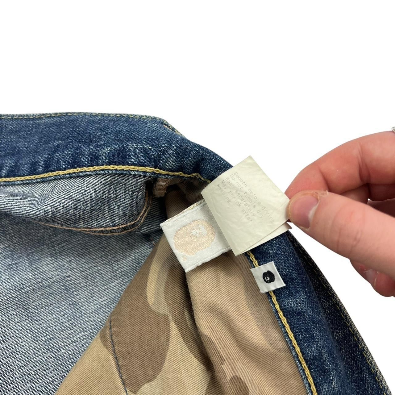 Bape Vintage 2000s Bape Spellout Embroidered Jeans - Waist: 34” Size US 34 / EU 50 - 7 Thumbnail