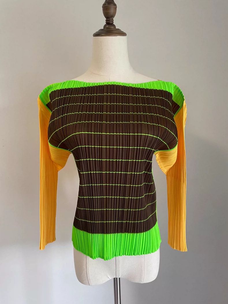Issey Miyake Issey Miyake Multicolored long-sleeved top Size L / US 10 / IT 46 - 1 Thumbnail