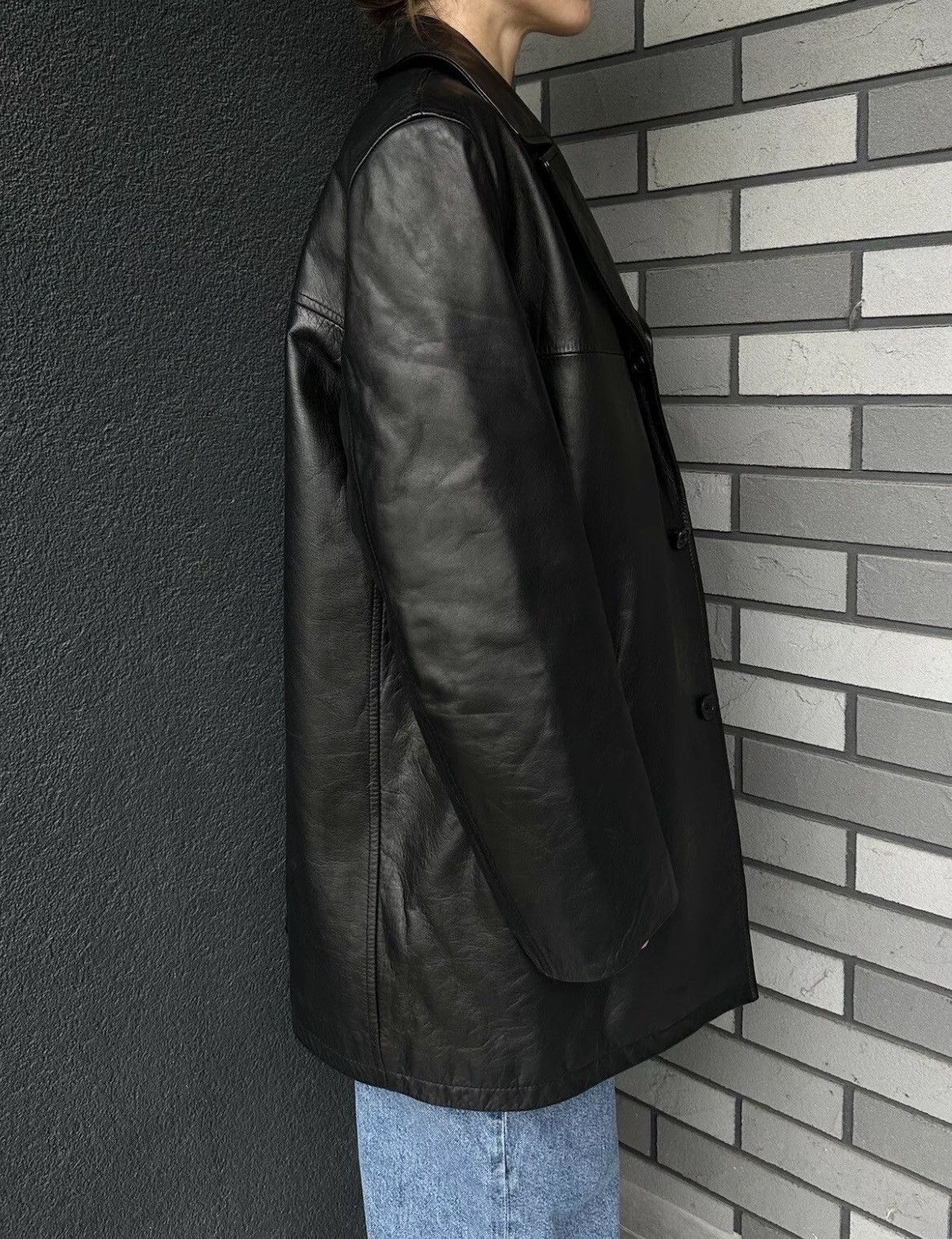 Vintage × Zara Vintage ZARA man oversized Leather Jacket Coat Black Size L Size US L / EU 52-54 / 3 - 4 Thumbnail