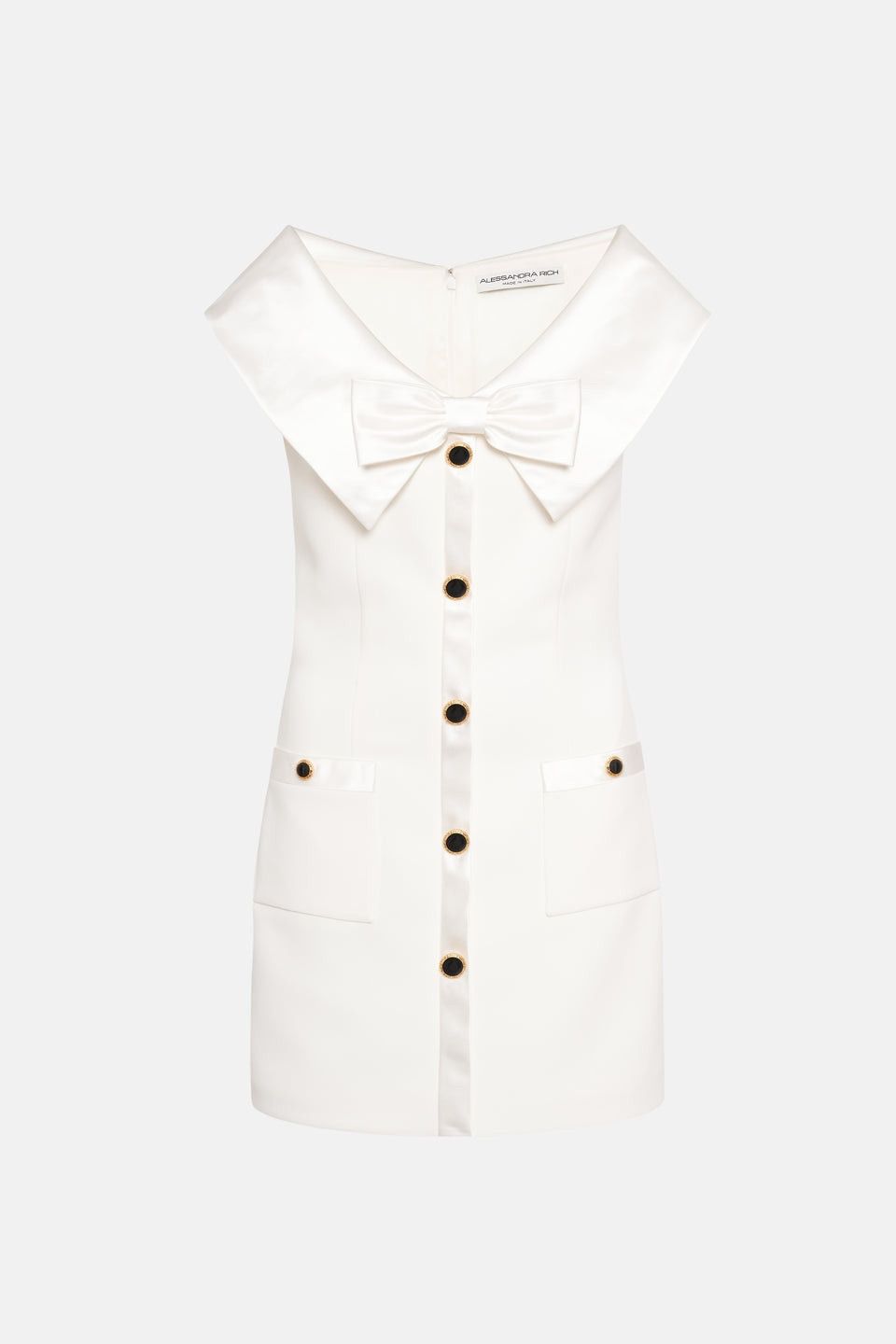 Alessandra Rich o1s22i1n0225 Mini Cady Dress in White Size XS / US 0-2 / IT 36-38 - 1 Thumbnail