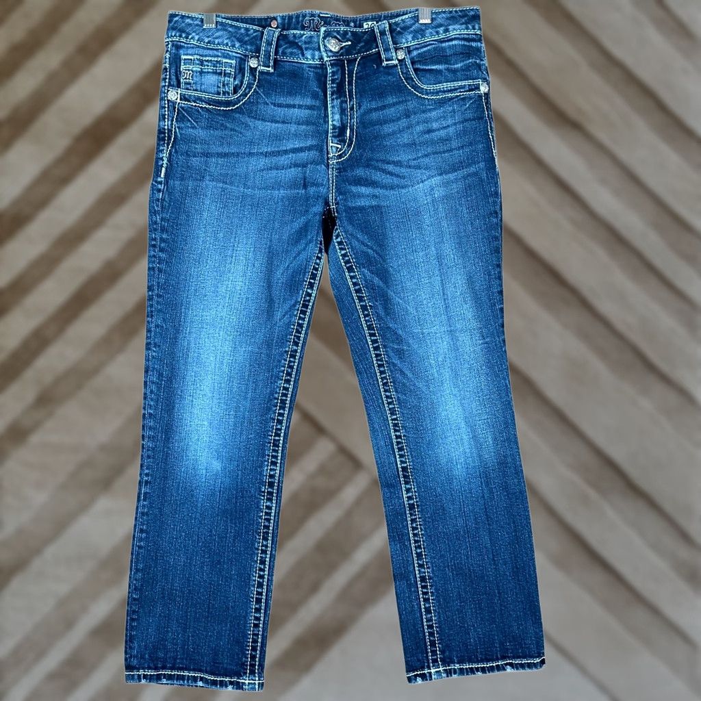 Miss Me Miss Me Jeans Blue Denim Mid Rise Boyfriend Capri Stretch 29 Womens Size 29" - 1 Thumbnail