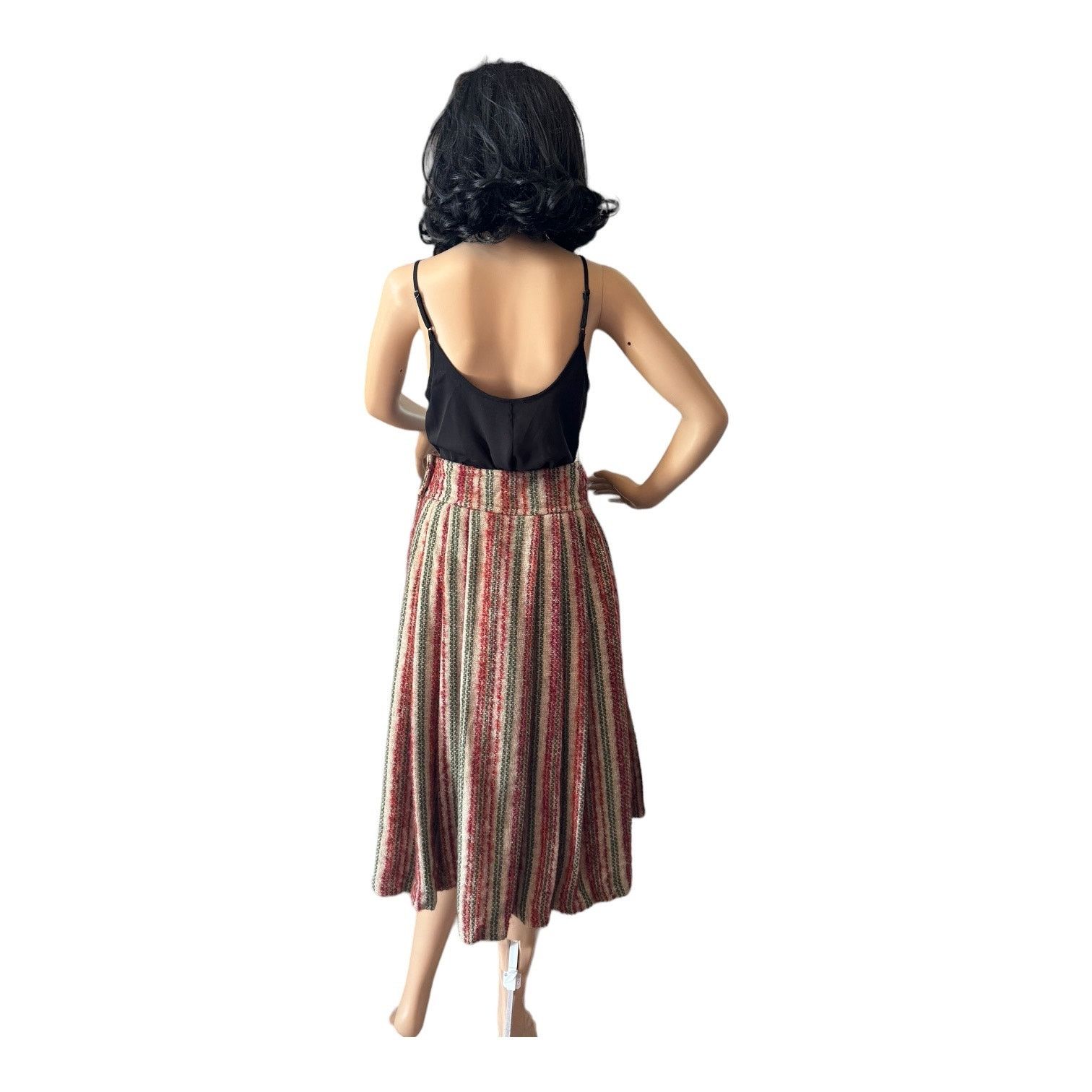 Vintage Vtg high waisted pleated boucle striped midi skirt small Size 27" / US 4 / IT 40 - 9 Thumbnail