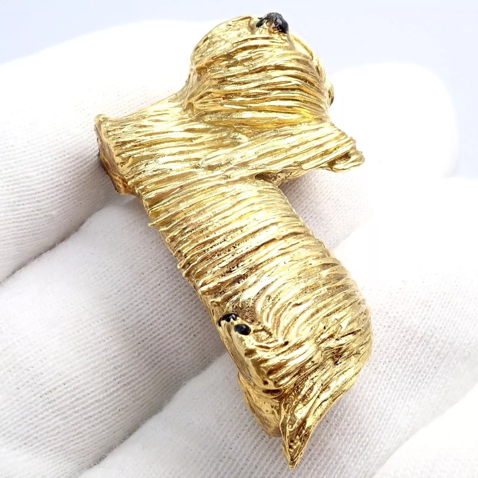 Tiffany & Co. Tiffany & Co 18k Yellow Gold Enamel Dog Terrier Brooch Pin Size ONE SIZE - 9 Thumbnail