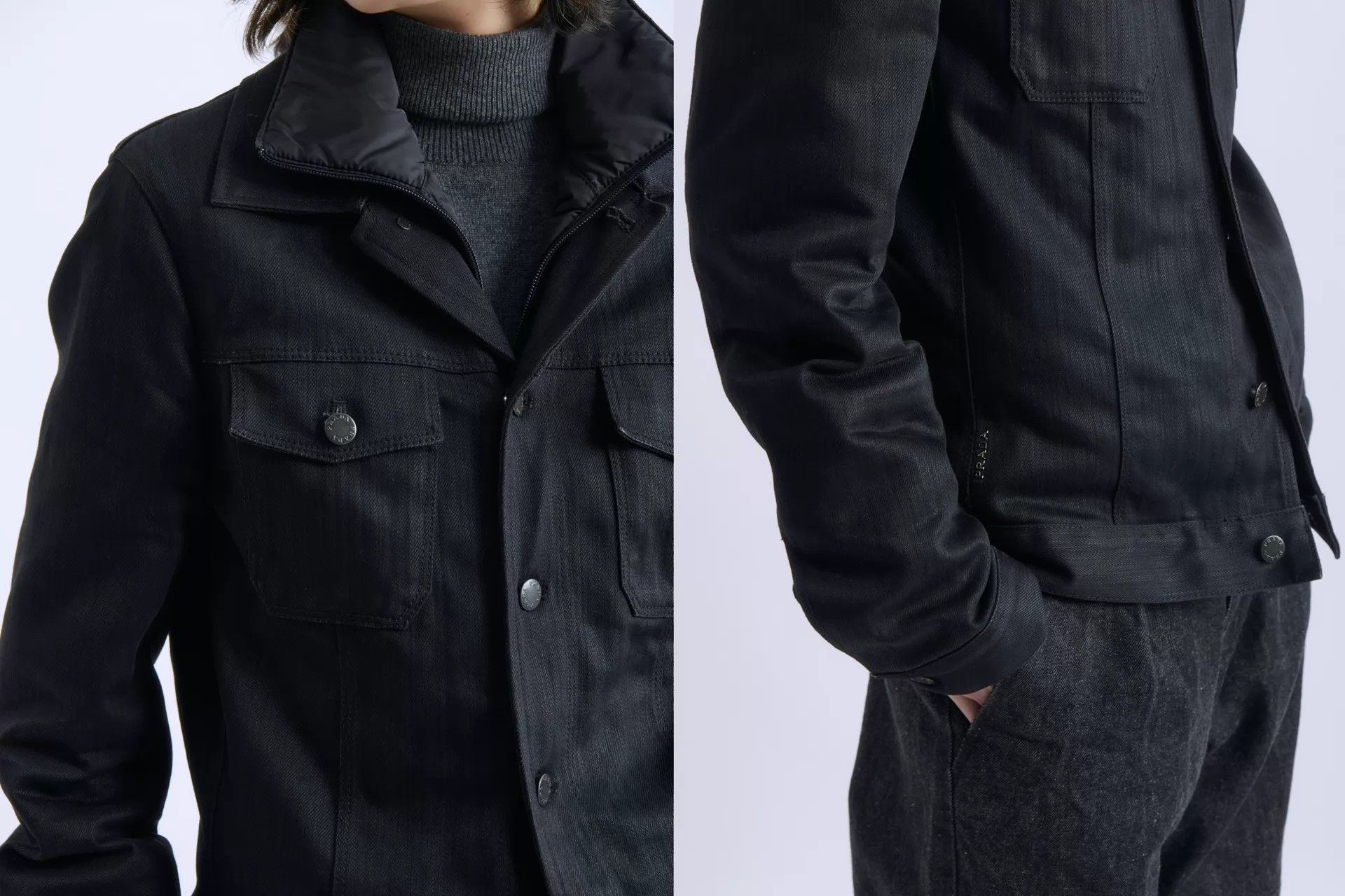 Prada PRADA 2008AW Black Denim Nylon Lined Jacket Size US S / EU 44-46 / 1 - 7 Thumbnail