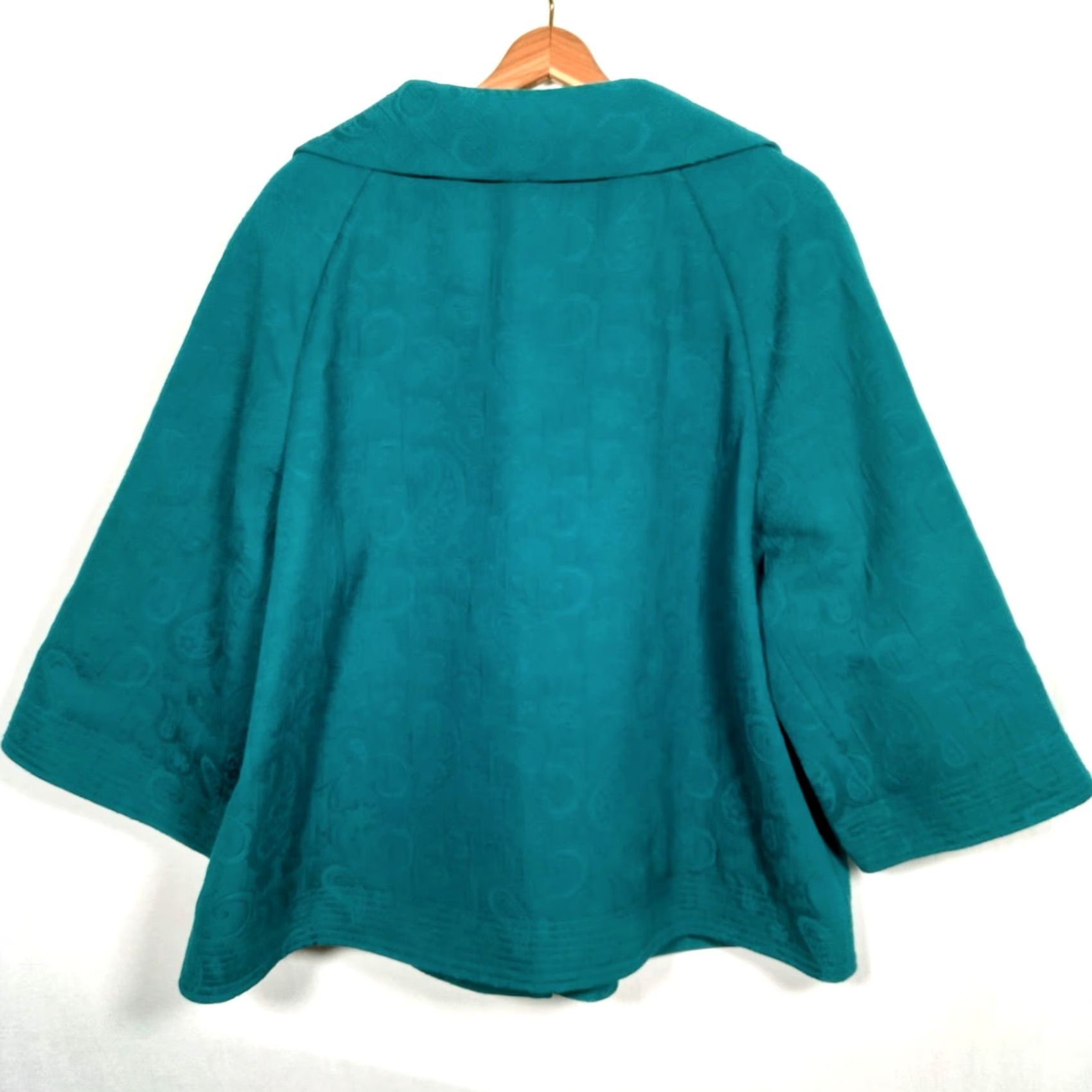 Laura Ashley Laura Ashley Kimono Blazer Jacket 2X Blue Teal Paisley Tapestry Floral Satin Lining Short 3/4 Sleeve Snap Door Size XXL / US 16-18 / IT 52-54 - 2 Thumbnail