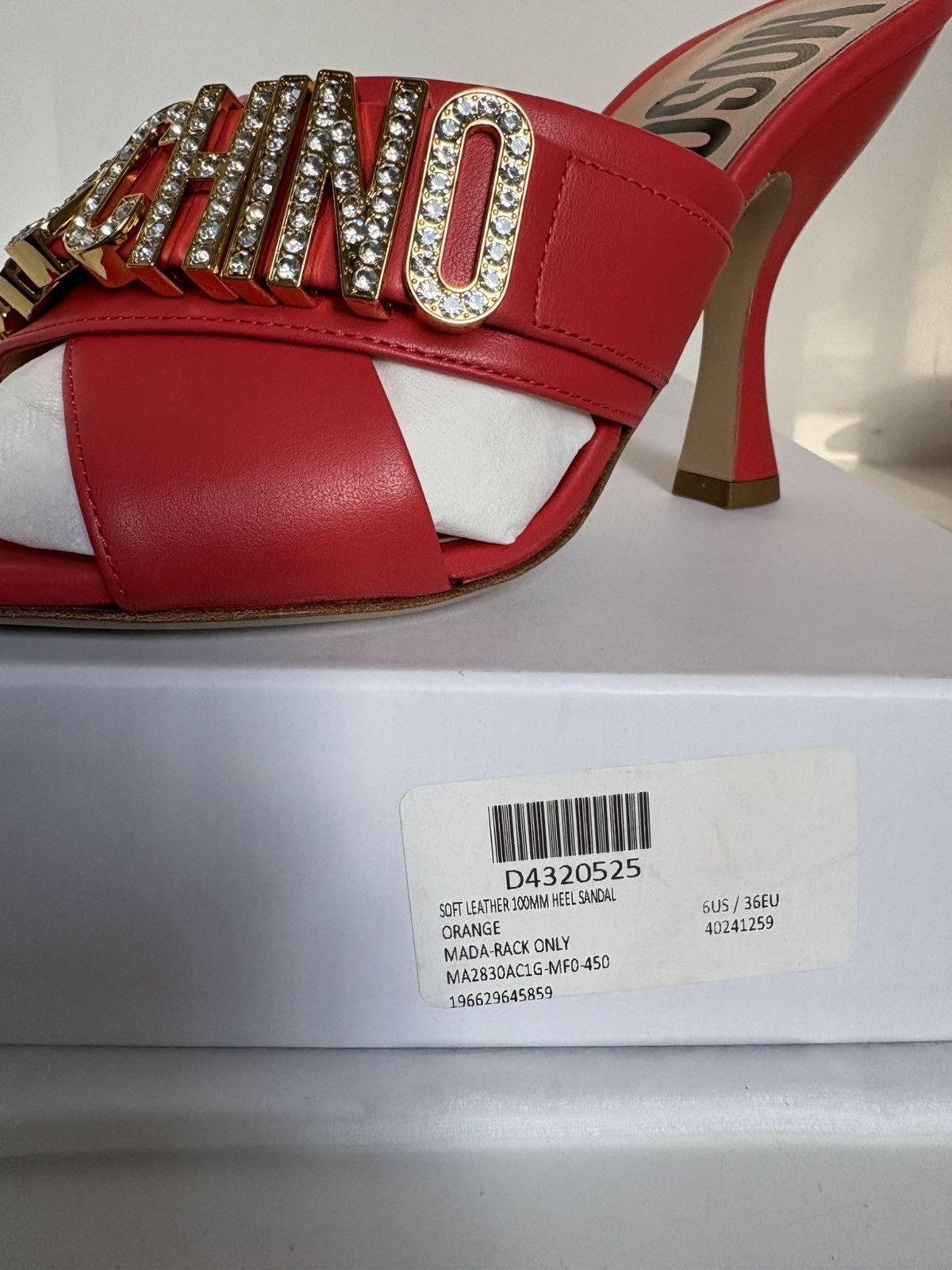 Moschino Moschino Couture Crystal Embellished Leather Orange Sandal Size US 6 / IT 36 - 14 Thumbnail