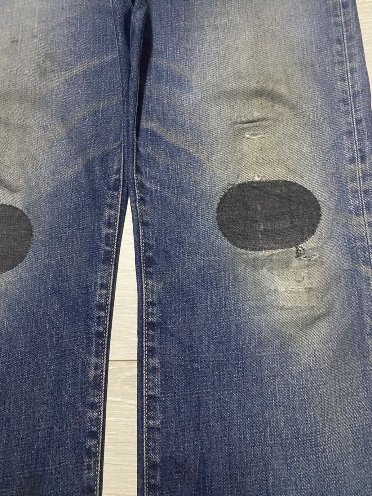 Engineered Garments × Uniqlo Vintage Uniqlo S002 Blue Wash Patches Distressed Loose Jeans Size US 35 - 8 Thumbnail