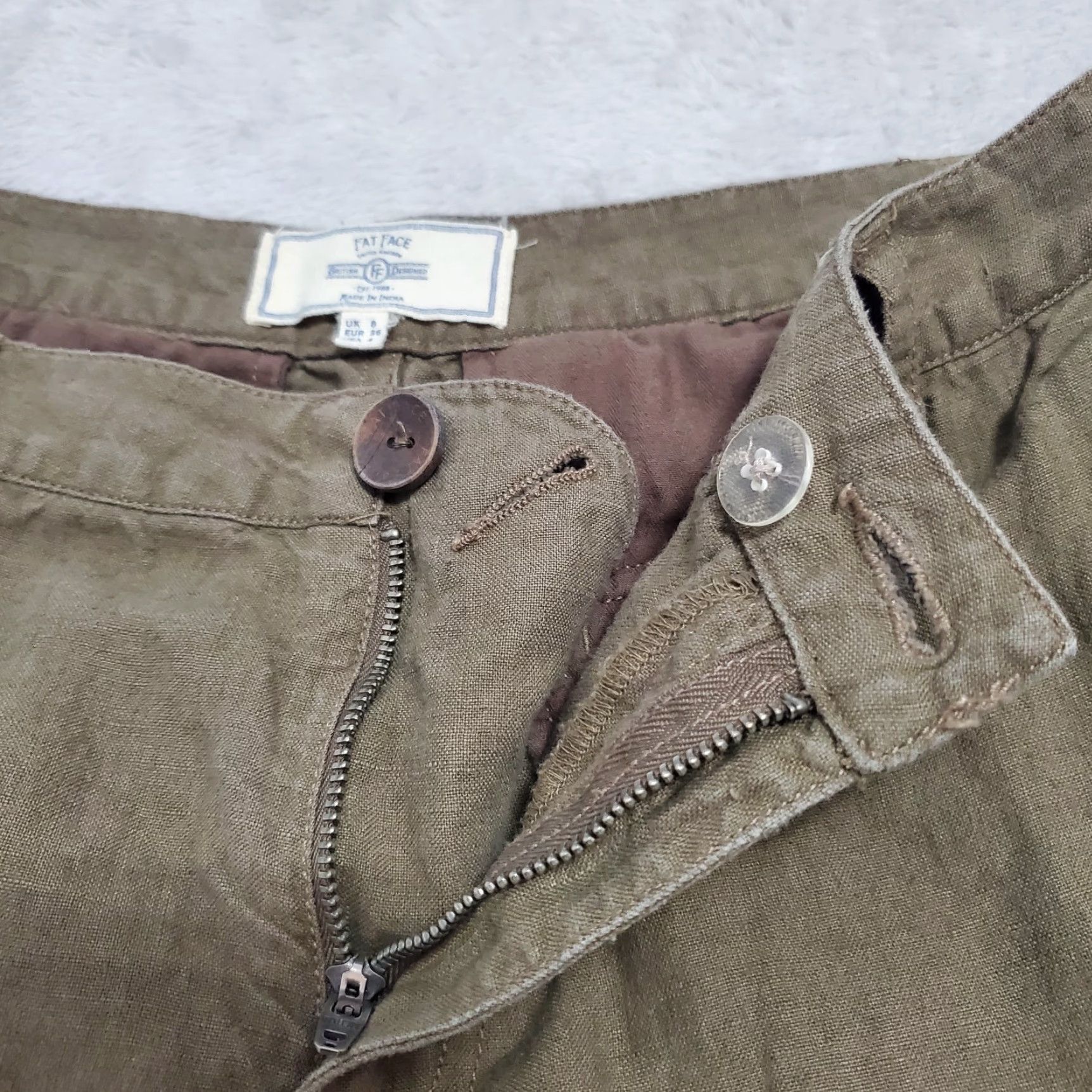 FatFace Fat Face Women Pants Brown Linen Straight Leg Trousers 4 Size 27" / US 4 / IT 40 - 7 Thumbnail