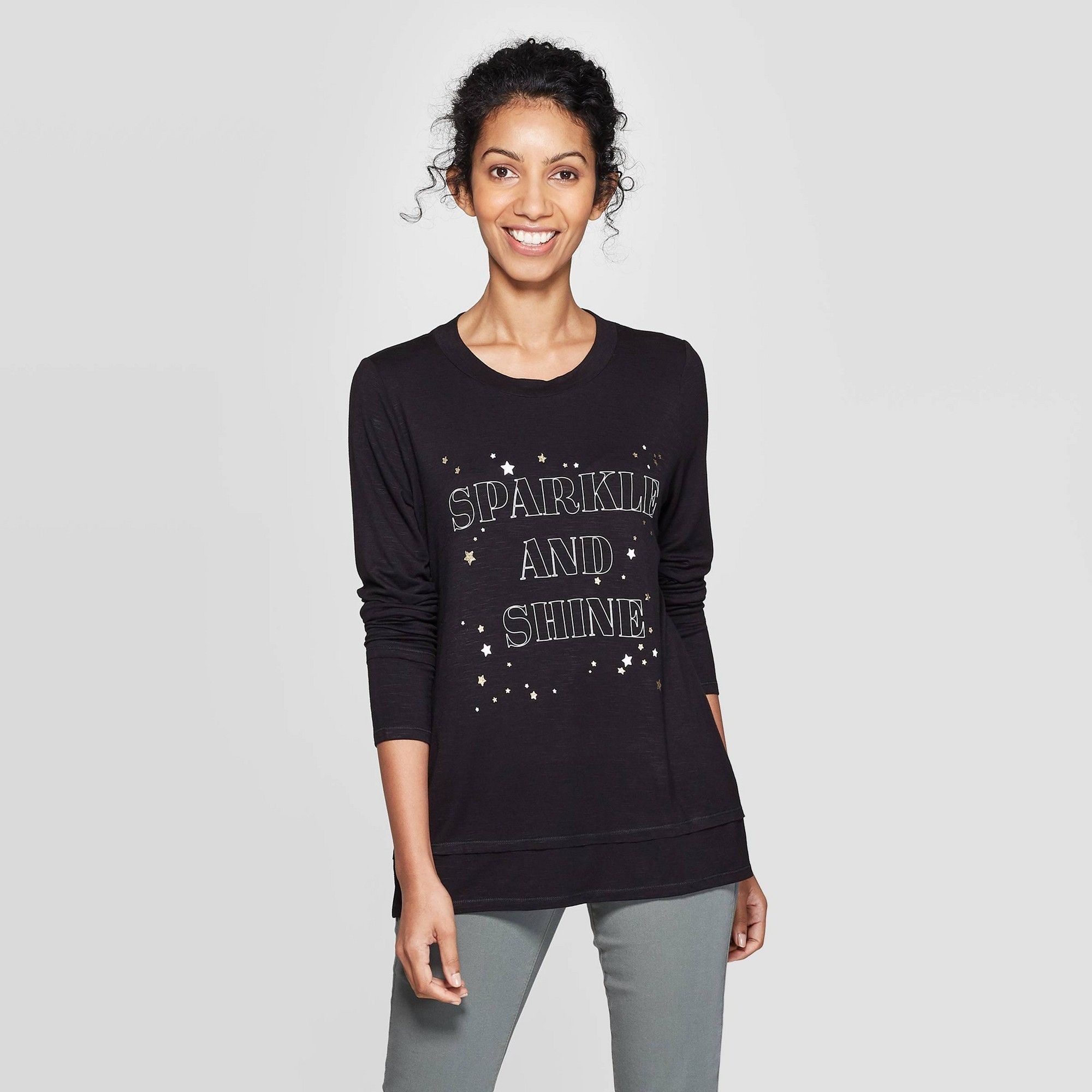 Other Women's Long Sleeve Crewneck Sparkle and Shine T-Shirt - Rea Size S / US 4 / IT 40 - 3 Thumbnail