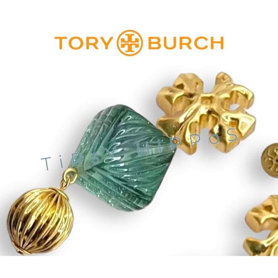 Tory Burch Tory Burch Earrings - Gold & Aqua Dangle Size ONE SIZE - 2 Thumbnail
