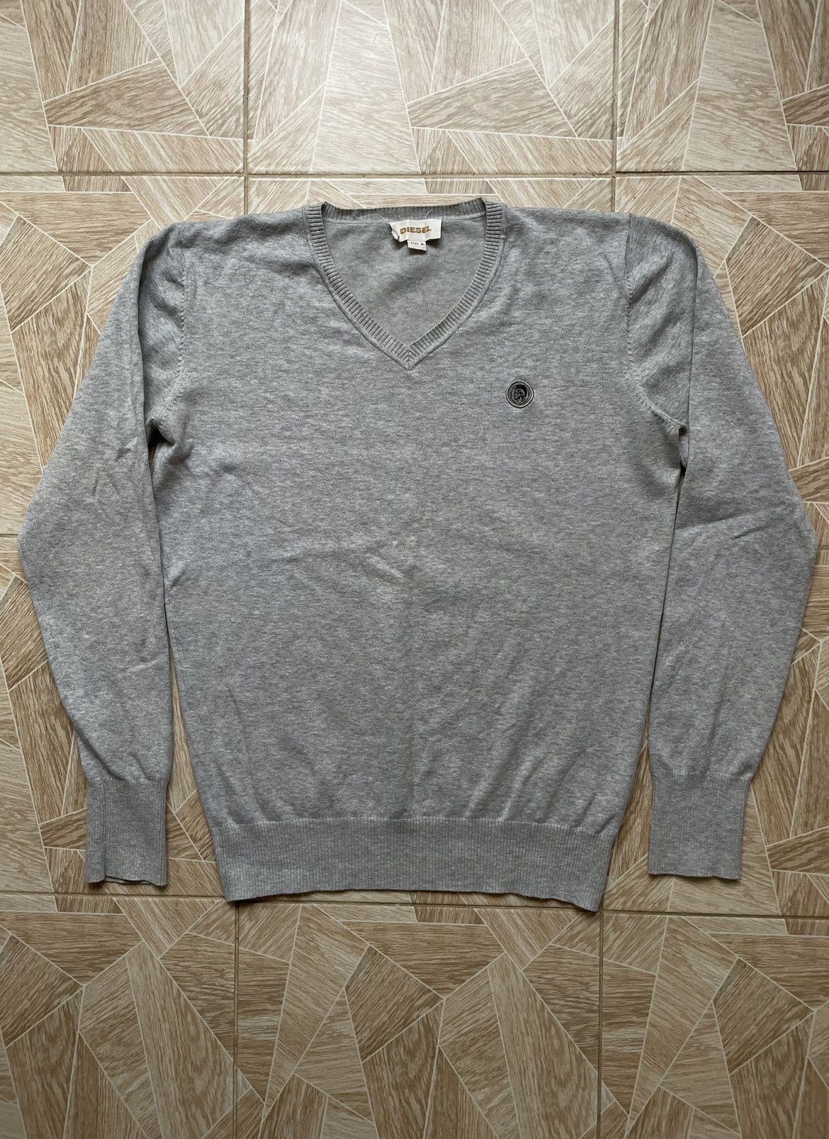 Diesel × Vintage Y2K Avant Garde Vintage Diesel V Neck Pullover Sweater Grey Size US M / EU 48-50 / 2 - 1 Thumbnail