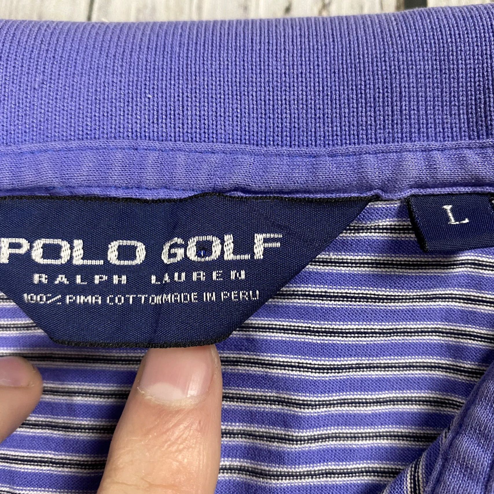 Polo Ralph Lauren VINTAGE POLO GOLF RALPH LAUREN EMBROIDERED STRIPED POLO SHIRT MENS L LIGHT BLUE LAVENDER GOLF Size US L / EU 52-54 / 3 - 5 Thumbnail