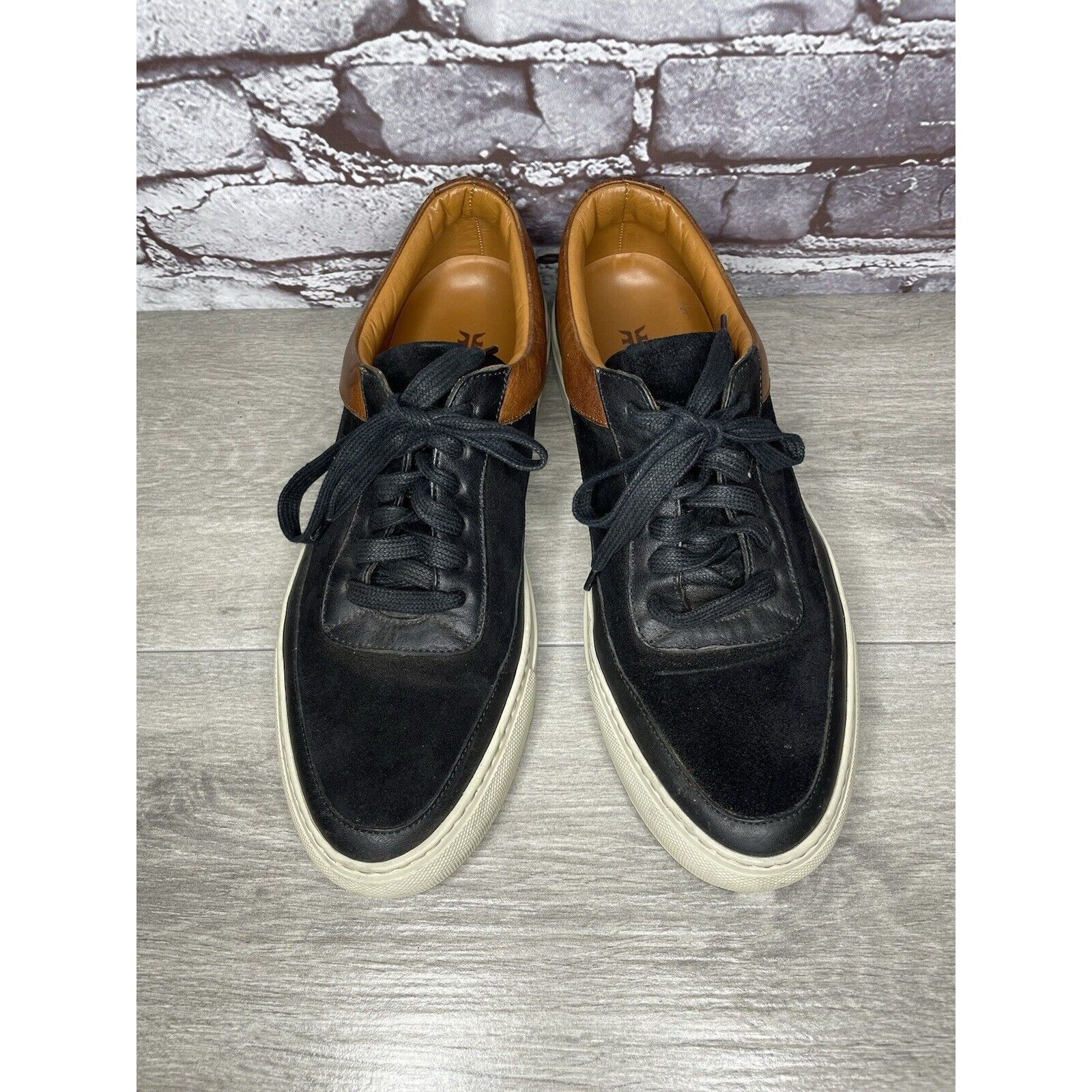 Frye Frye Black Suede Brown Leather Lace Up Low Top Casual Shoes Size US 10 / EU 43 - 22 Thumbnail