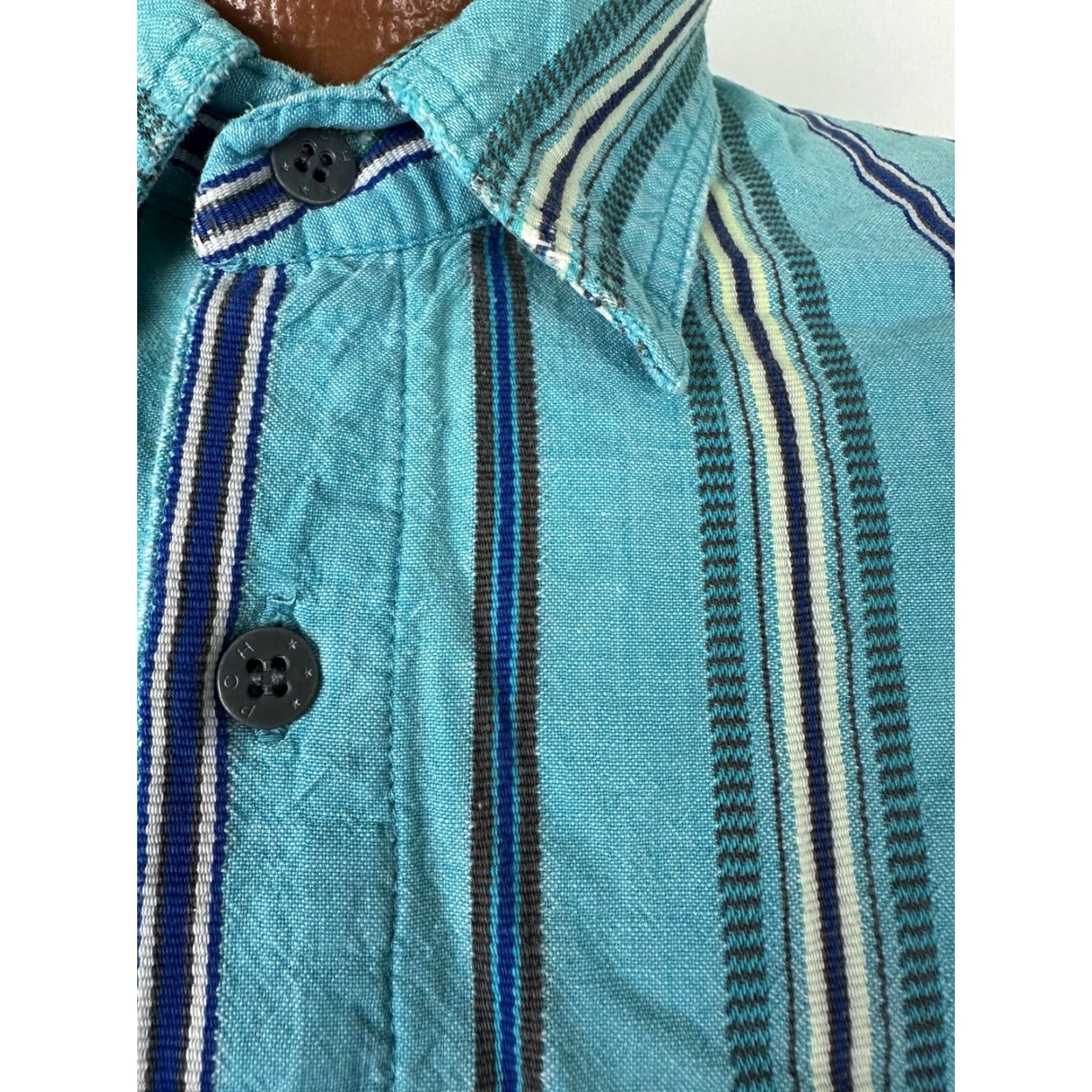 Vintage VINTAGE Pacific Ocean Highway 80s Striped Button-Up Shirt Men M Casual Distressed Blue Surf Skate Hipster Size US M / EU 48-50 / 2 - 5 Thumbnail