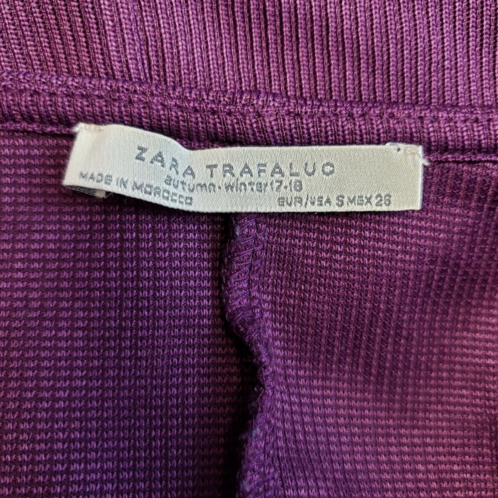 Zara Zara Trafaluc Womens Shift Dress Sz S Solid Purple V-Neck 3/4 Sleeve Dress Size S / US 4 / IT 40 - 4 Thumbnail