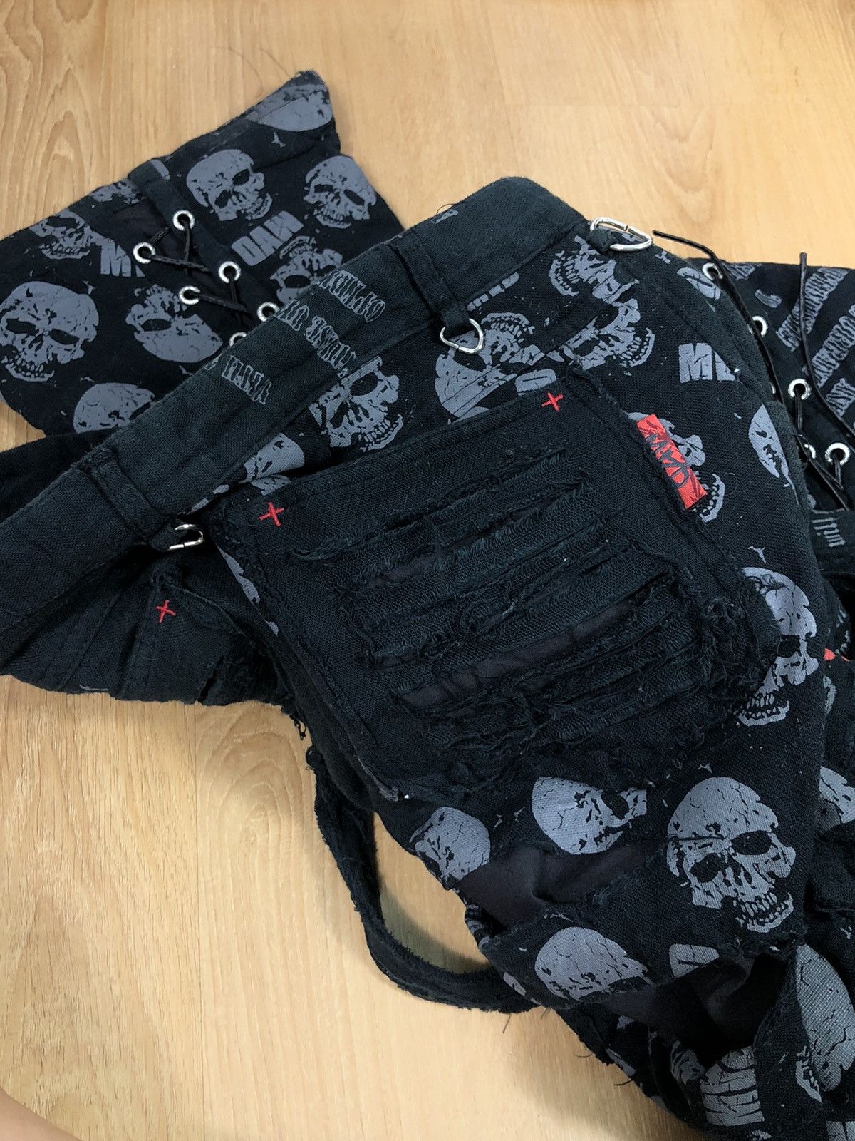 Japanese Brand RARE🔥MADPUNK JAPAN BONDAGE DAMAGE STYLE PANTS Size US 31 - 20 Thumbnail