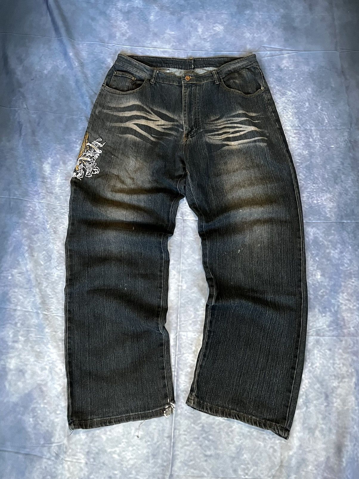 Other Y2K Baggy Jeans 2000's – Japanese Blue Demon Embroidery Size US 38 / EU 54 - 3 Thumbnail