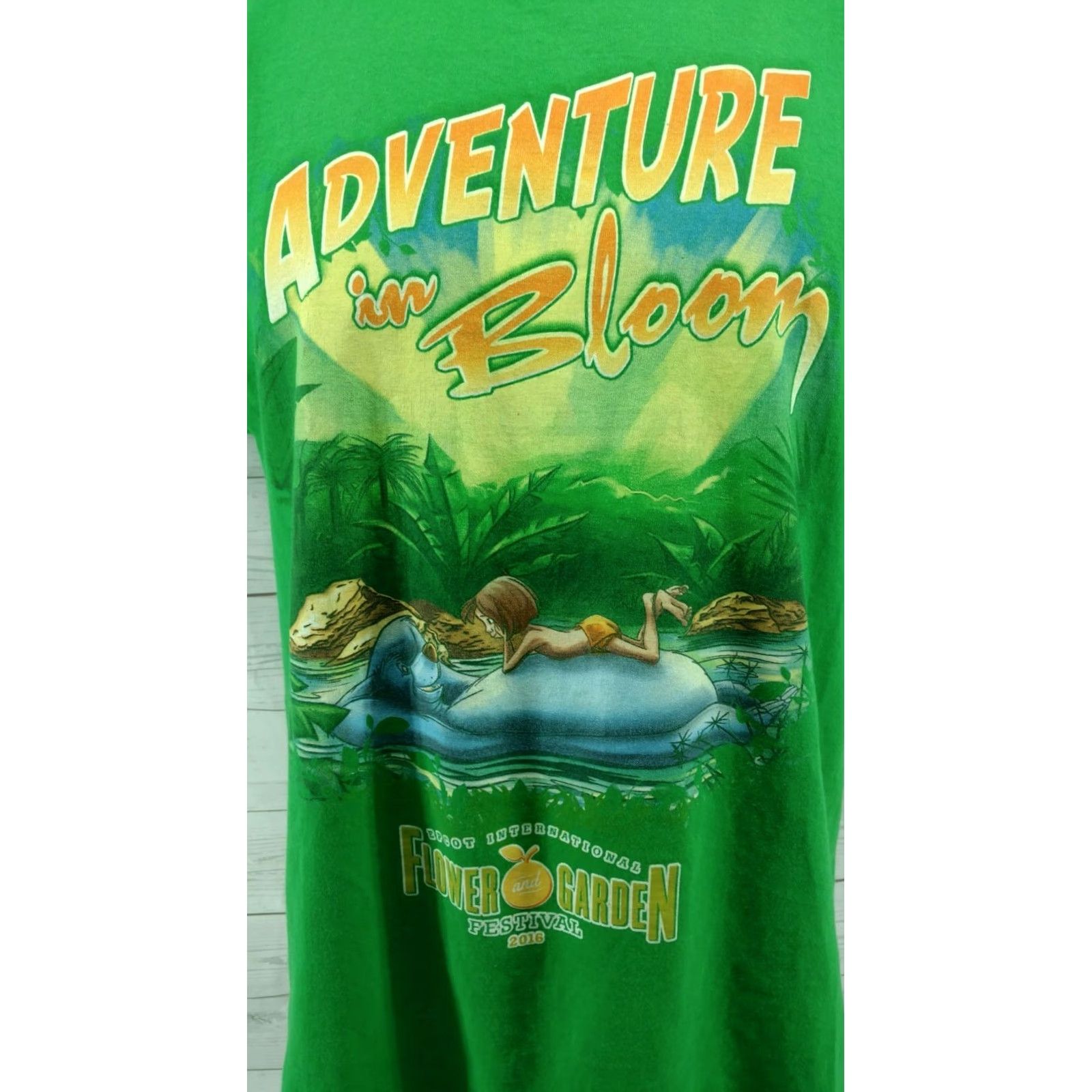 Hanes Disney Epcot Flower Garden Festival 2016 Shirt Adventure In Bloom Size Large Hanes Men T-Shirt Green Festival 2016 Mens Large Adventur In Bloom Size US L / EU 52-54 / 3 - 2 Thumbnail