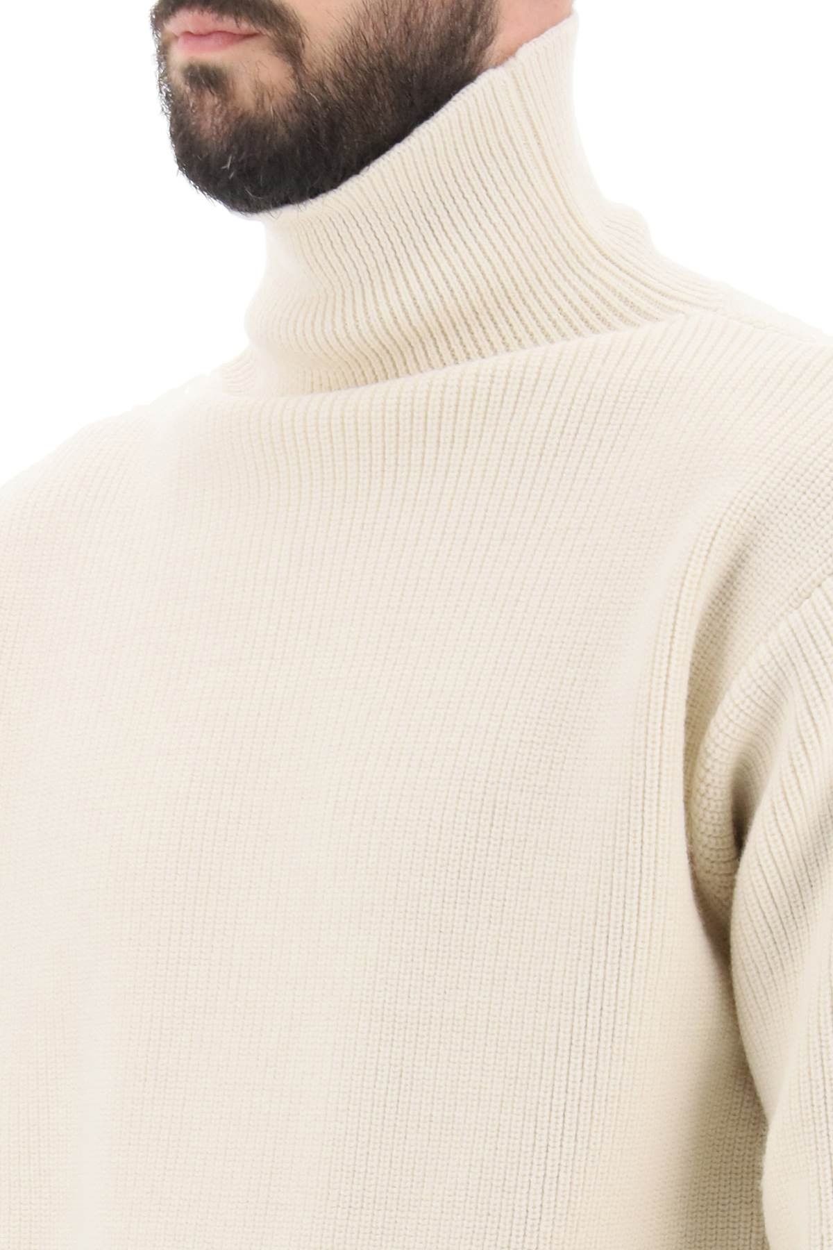 Jil Sander o1y1124 Side Zip High Neck Sweater in Cream Size US M / EU 48-50 / 2 - 2 Thumbnail