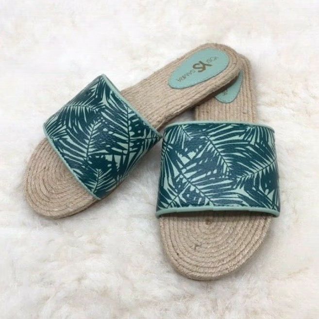 Vintage Yosi Samra Sandals Women's Size 6 Green/Blue Floral Slip-On Casual Party/Cocktail Womens Size US 6 / IT 36 - 2 Thumbnail