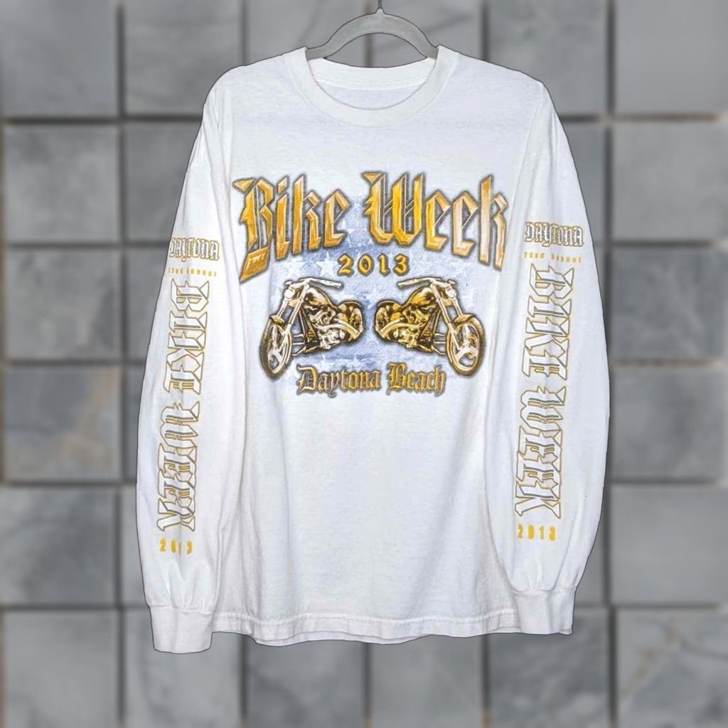 Vintage VINTAGE Harley Davidson Bike Week Eagle All Over Long Sleeve Double Sided Biker HD White XL Mens Women Unisex Adults T-Shirt Crew Neck Size US XL / EU 56 / 4 - 1 Thumbnail